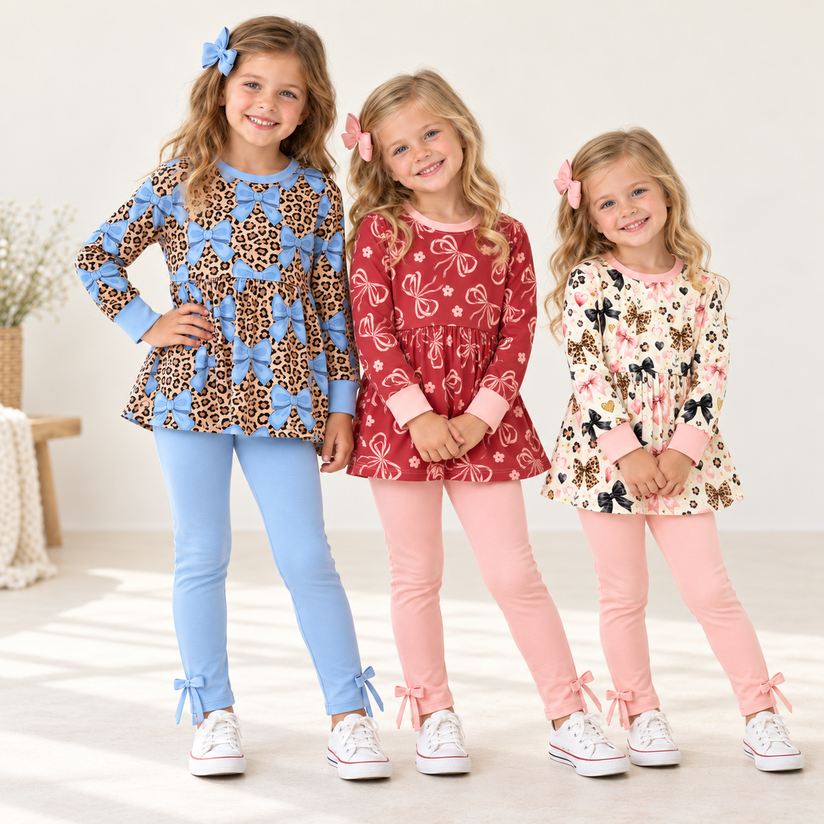 （Weekly Pre-Order）Girls Bow Print Outfit Set（Ends 10.11）