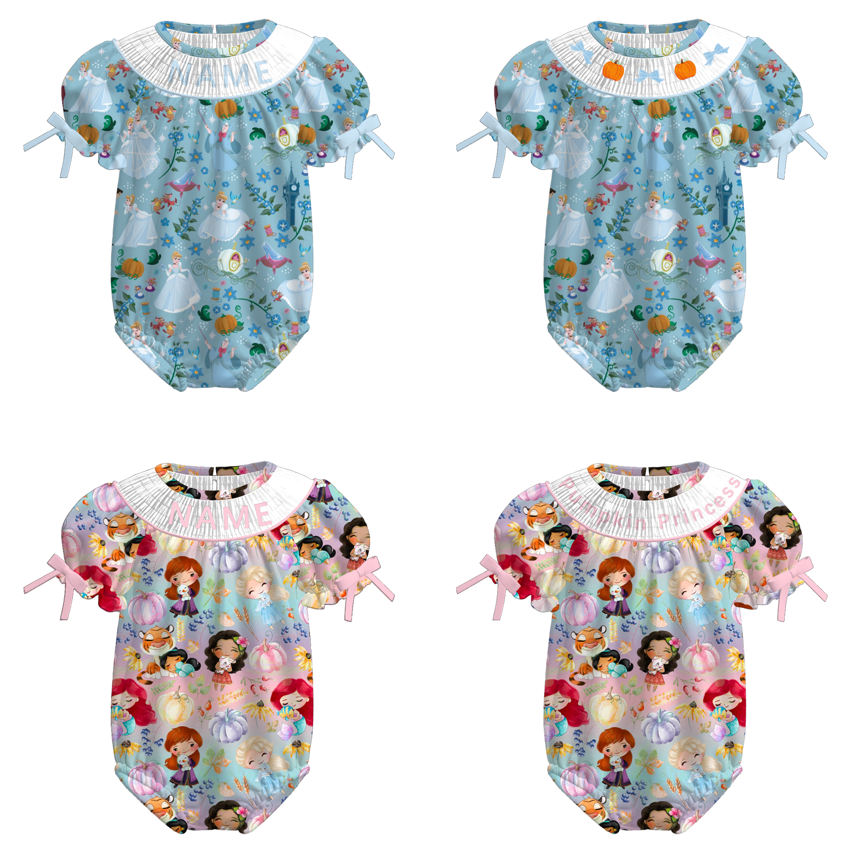 （Pre Order）Sisters Princess Embroidery Smocked Romper