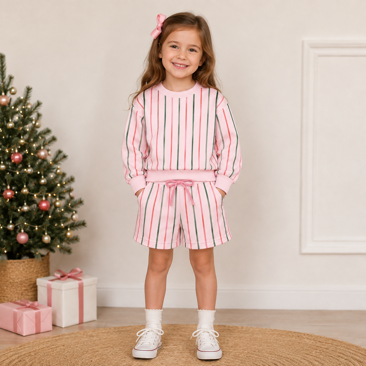 （Weekly Pre-Order）Girls Christmas Print Shorts Set（Ends 9.27）