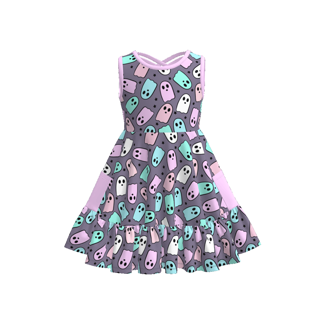 （Pre Order）Girls Halloween Ghost Print Dress
