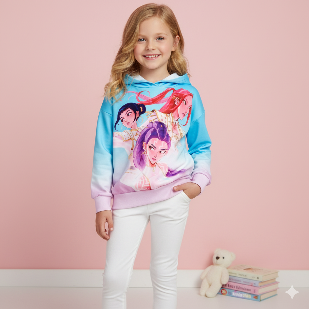 （Pre Order,Prepack Zone）Girls Movie Character Print Hoodie（Mix Size）