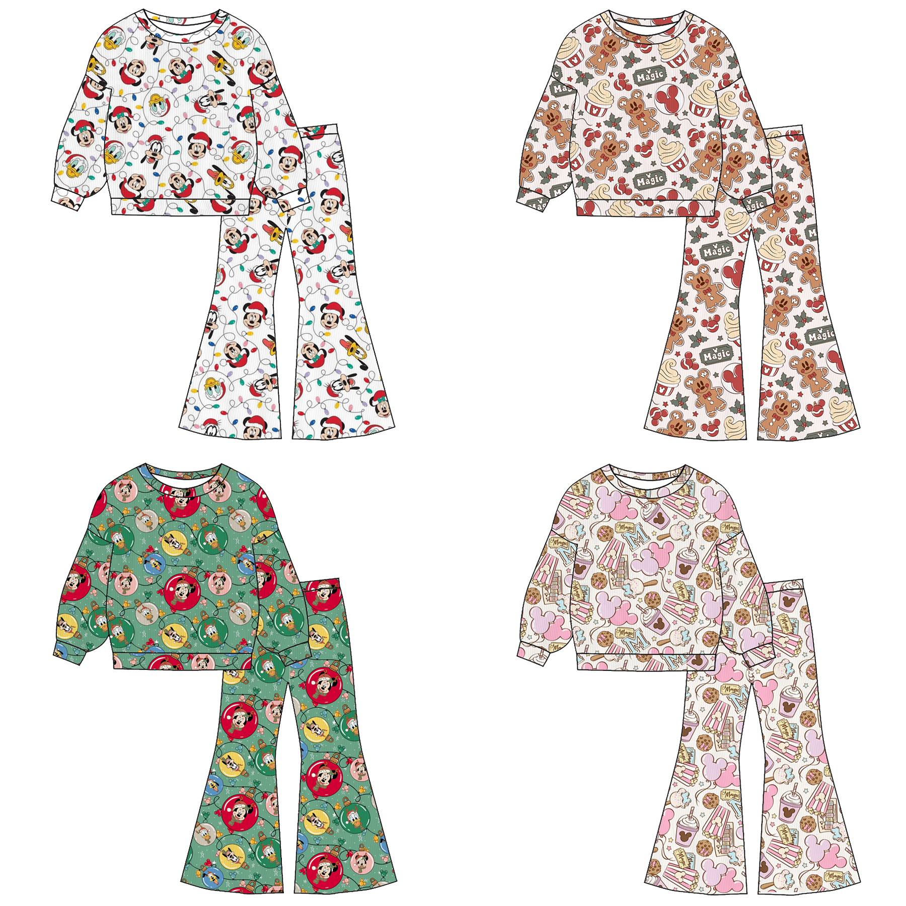 （Pre Order）Girls Fall&Winter Cartoon Print Twill Sweatshirt Suit