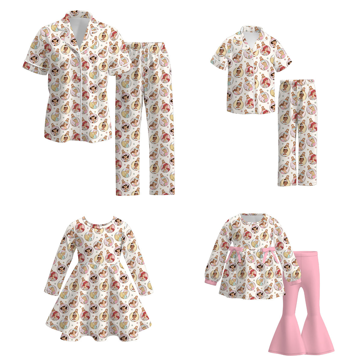 （Pre Order）Family Christmas Princess Print Dress,Set＆Pajamas