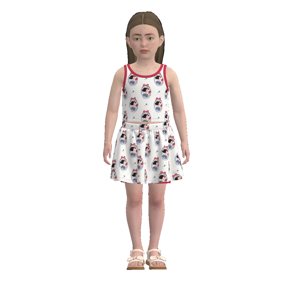 （Pre Order）Girls Summer Cartoon Print Skort Set
