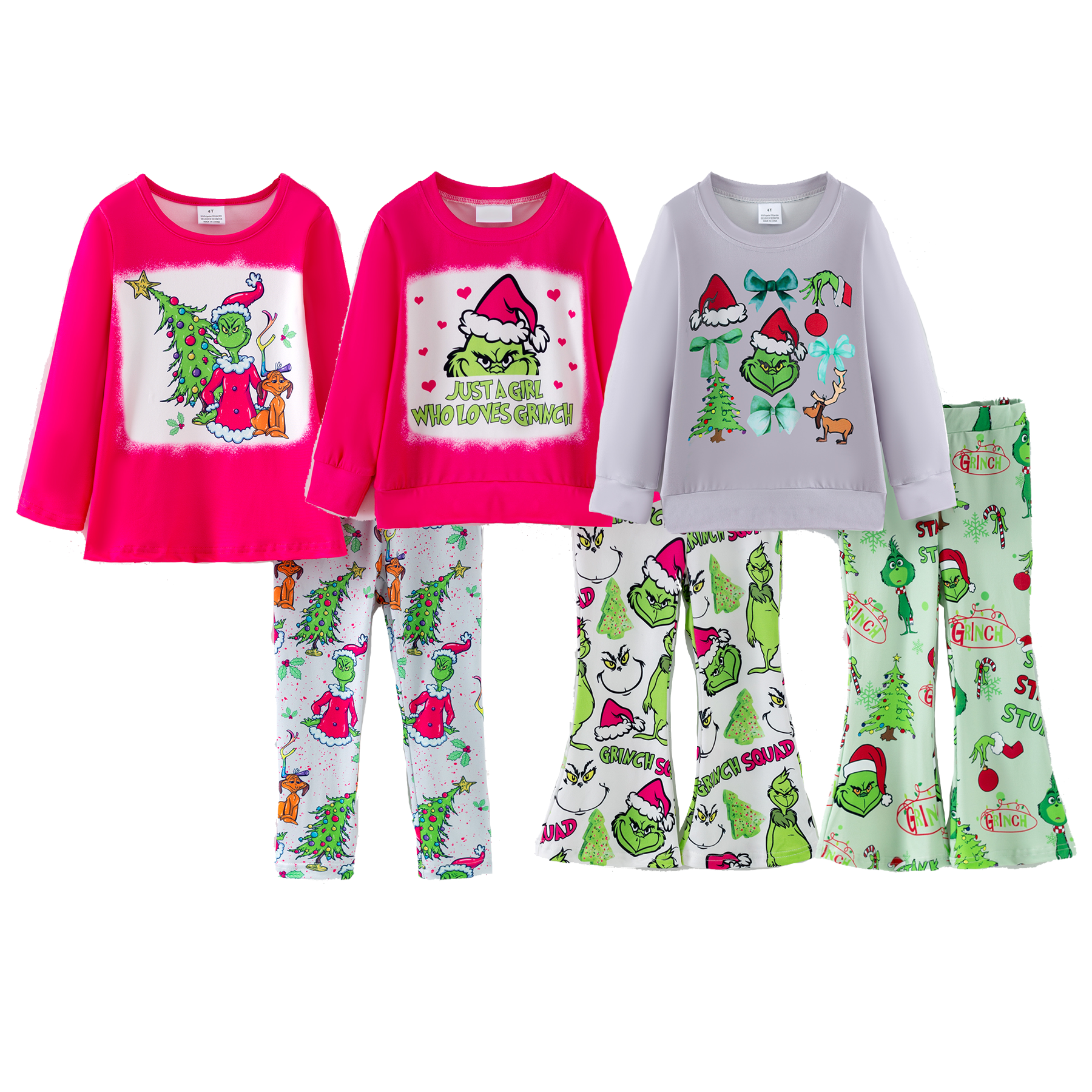 （Pre Order,Prepack Zone）Girls Christmas Cartoon Print Set（Mix Size）