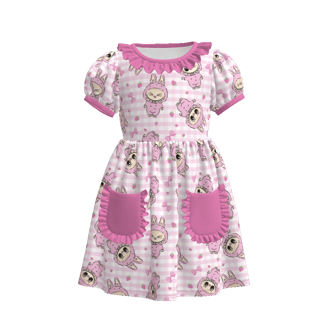 （Pre Order）Girls Spring and Summer Cartoon Print Dress with Pockets