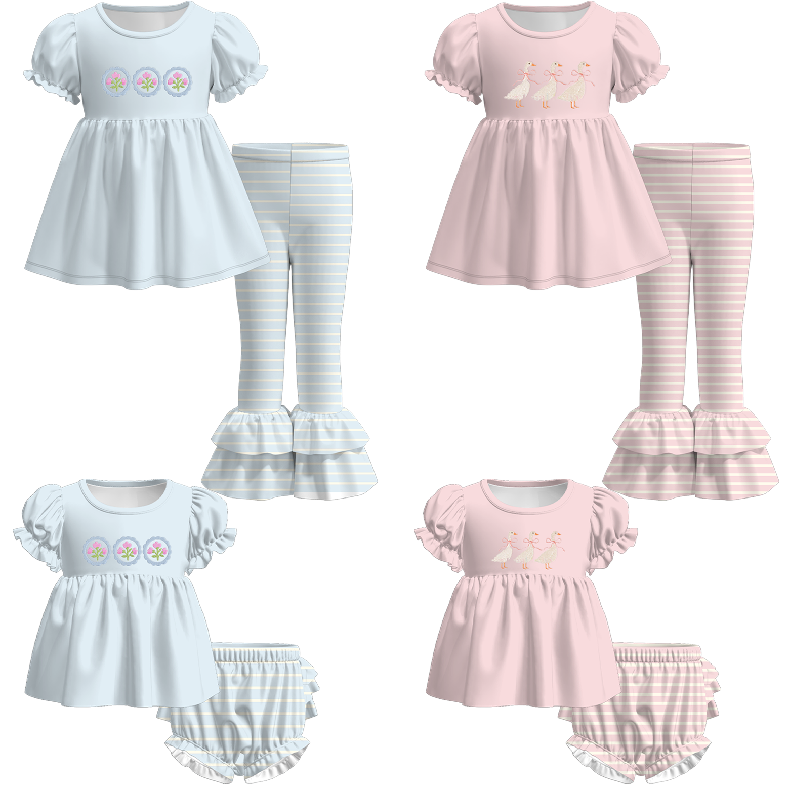 （Pre Order）Sisters Spring&Summer Goose Embroidery Set&Romper