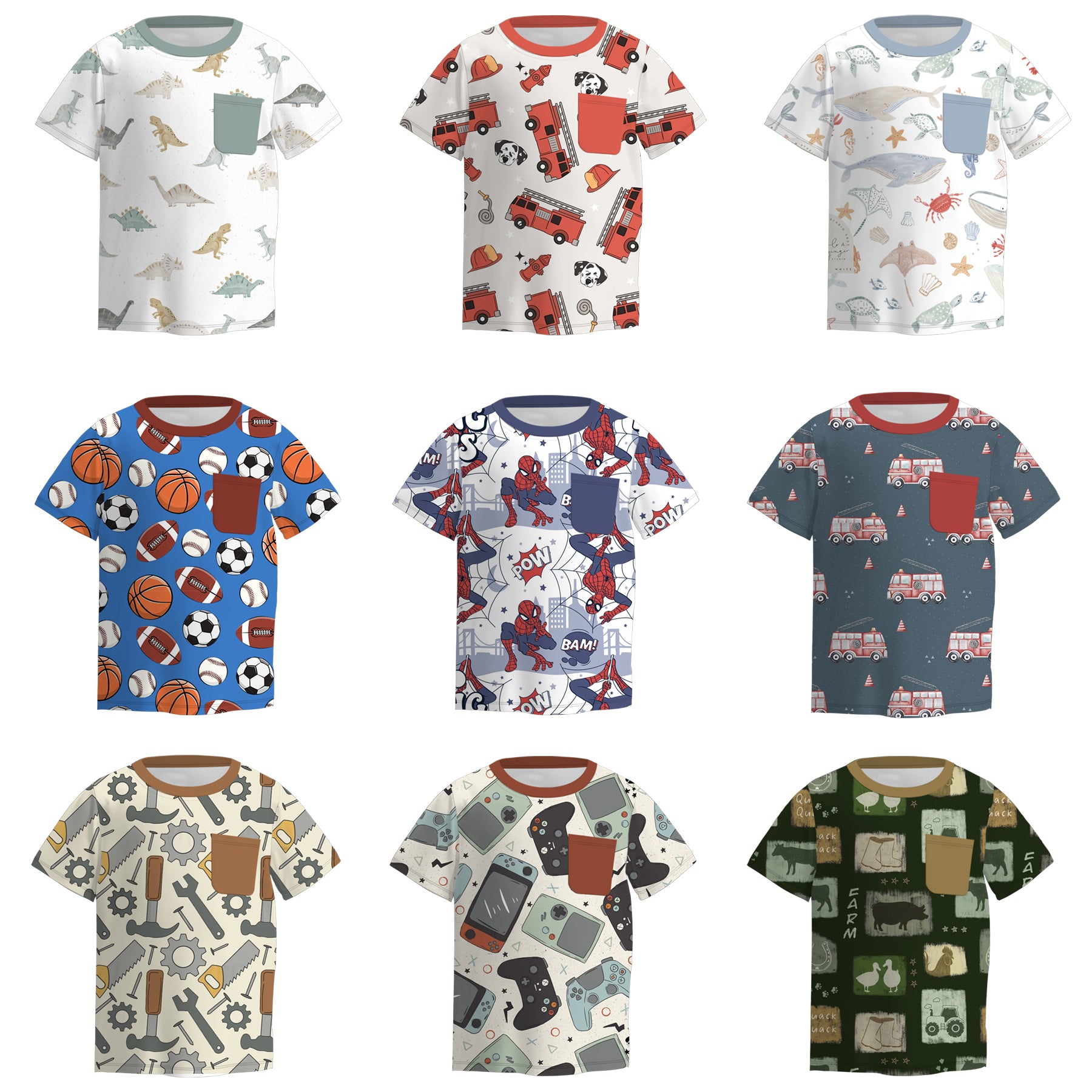 （Pre Order）Boys Spring and Summer Animal＆Truck Print Top