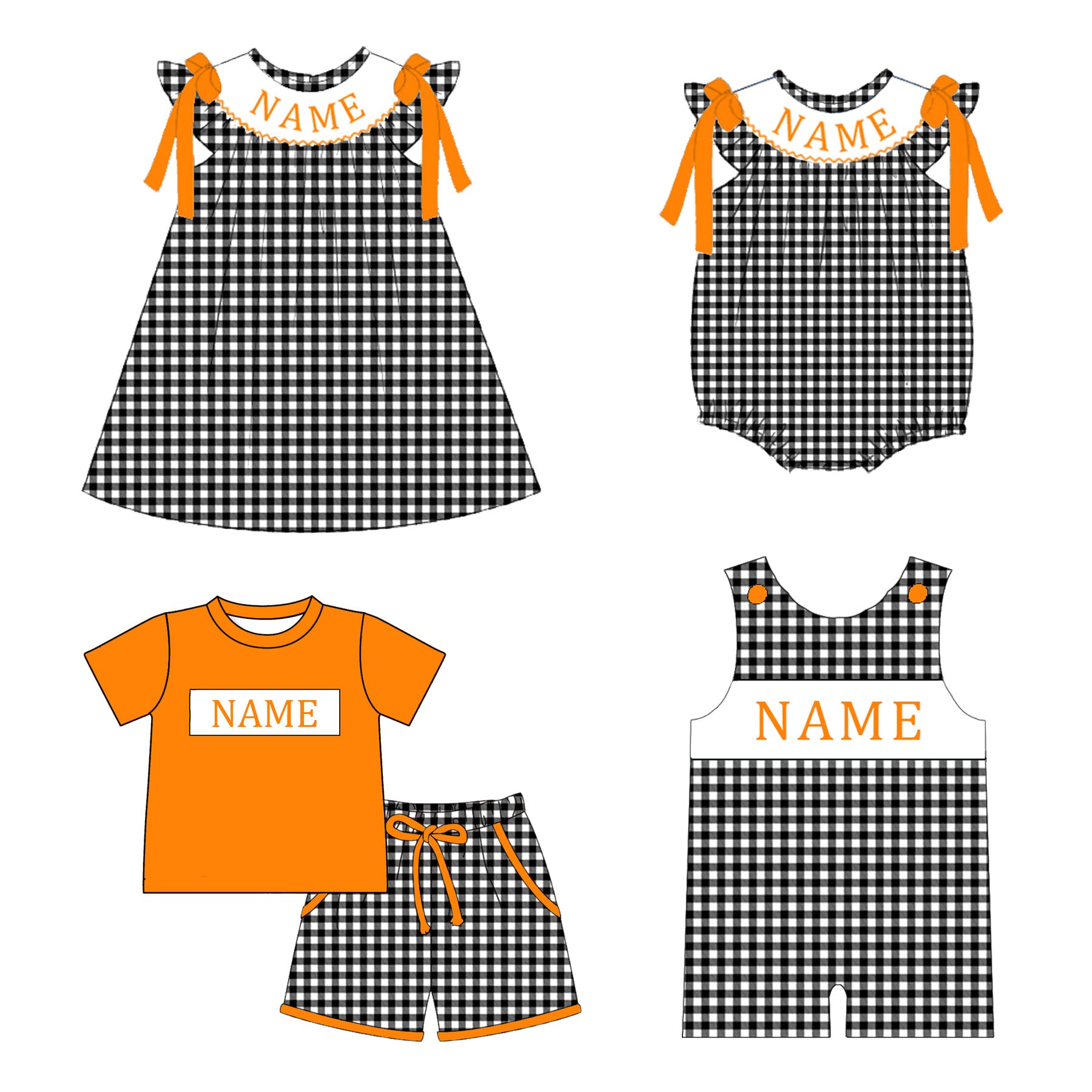 （Pre Order）Siblings Halloween Embroidery Smocked Dress,Set&Romper
