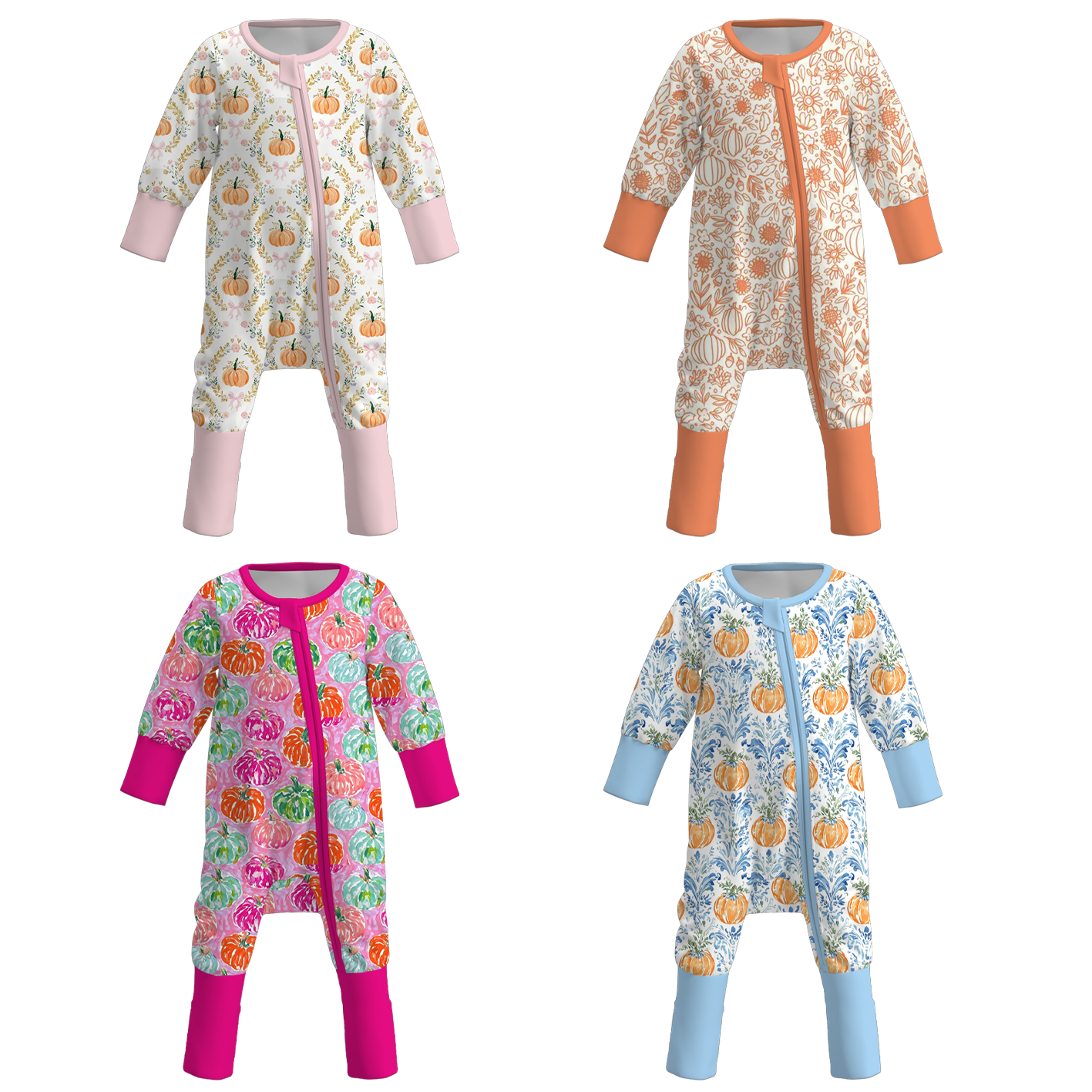 （Pre Order+Prepack Zone）Toddler Girls Fall Pumpkin Print Romper
