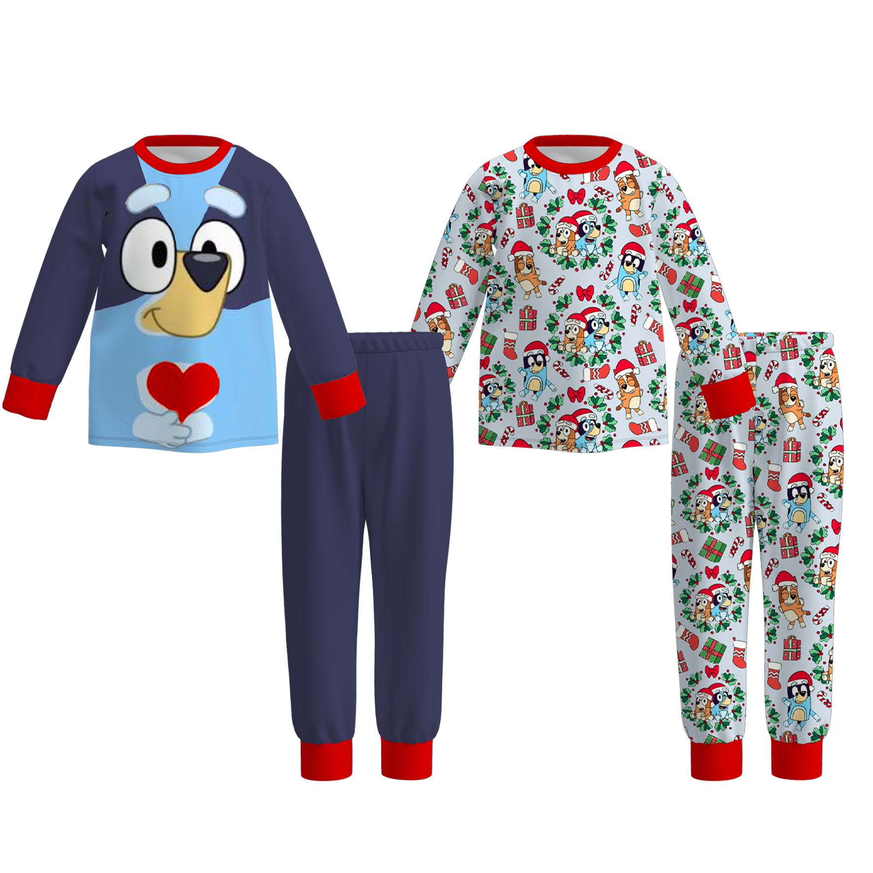 （Pre Order）Boys Christmas Blue Dog Print Pajamas Set