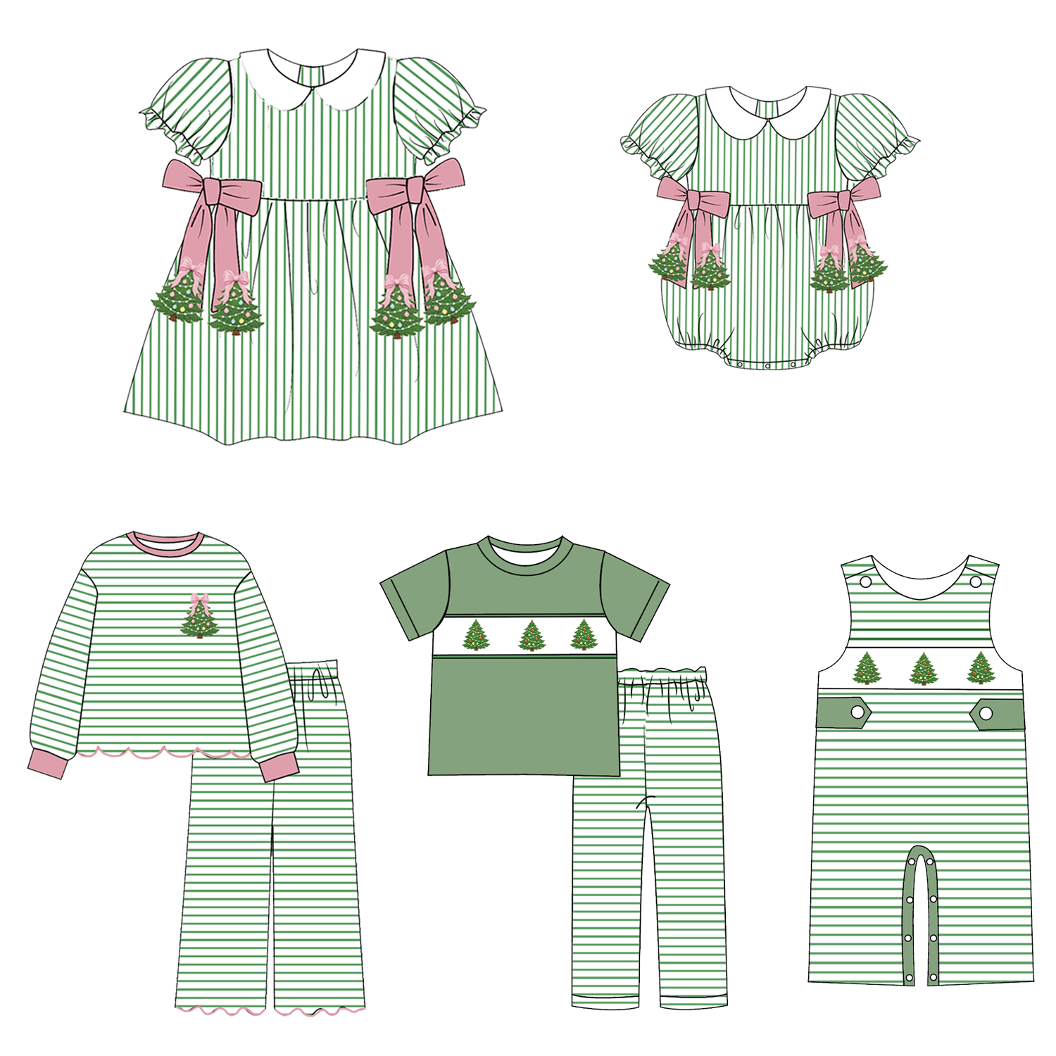 （Weekly Pre-Order）Siblings Christmas Tree Embroidery Dress,Scallop Set&Romper（Ends 9.6）