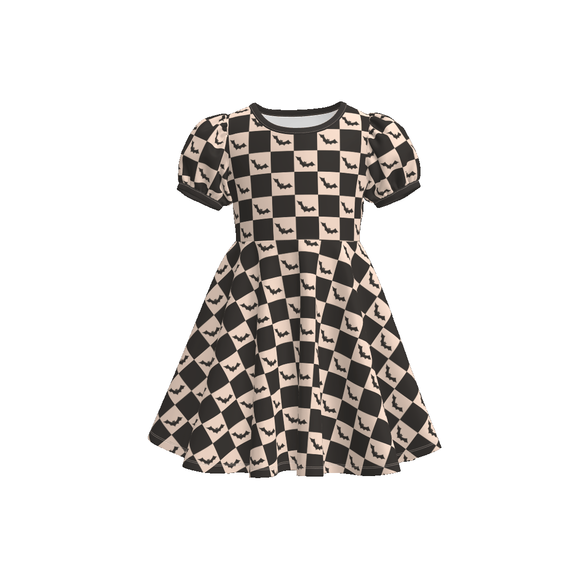 （Pre Order）Girls Halloween Checkerboard Print Dress