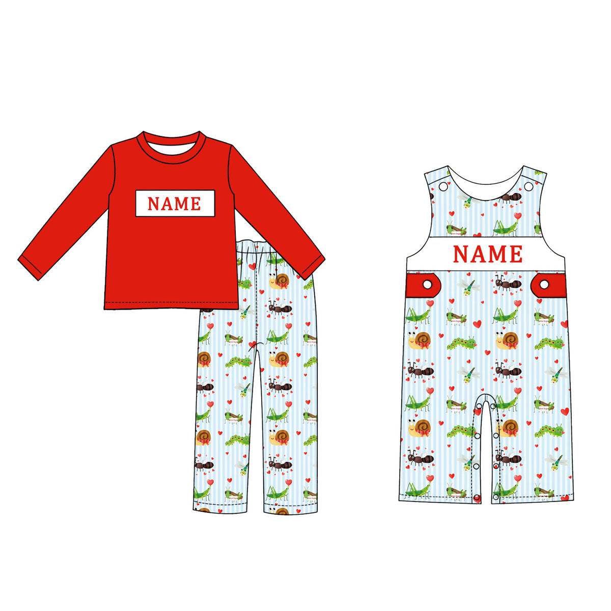 （Pre Order）Brothers Valentine's Day Embroidery Smocked Set&Romper