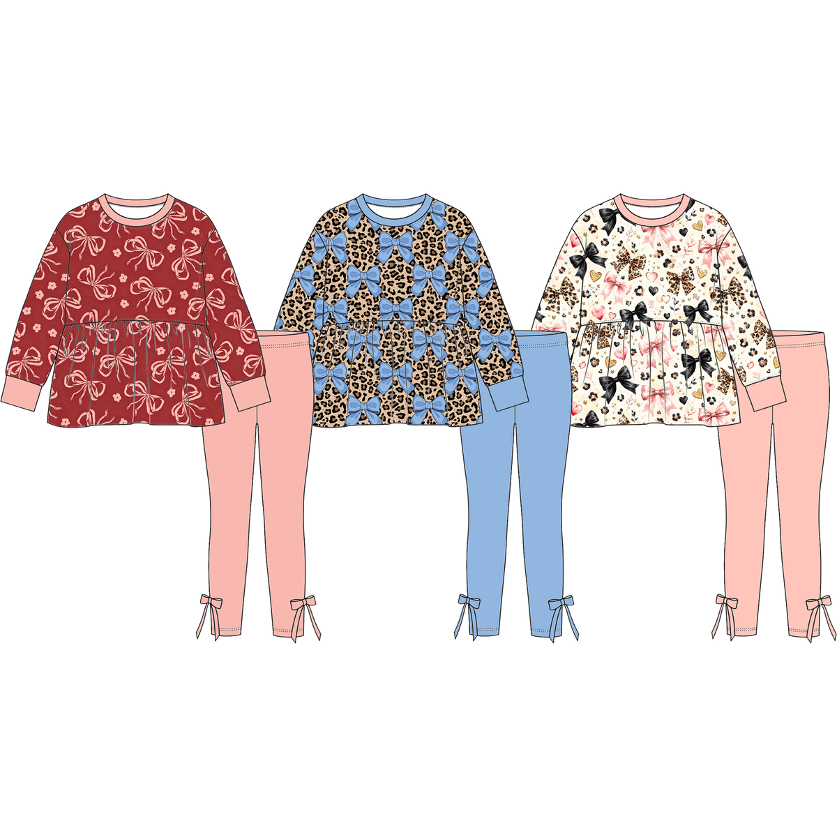 （Weekly Pre-Order）Girls Bow Print Outfit Set（Ends 10.11）