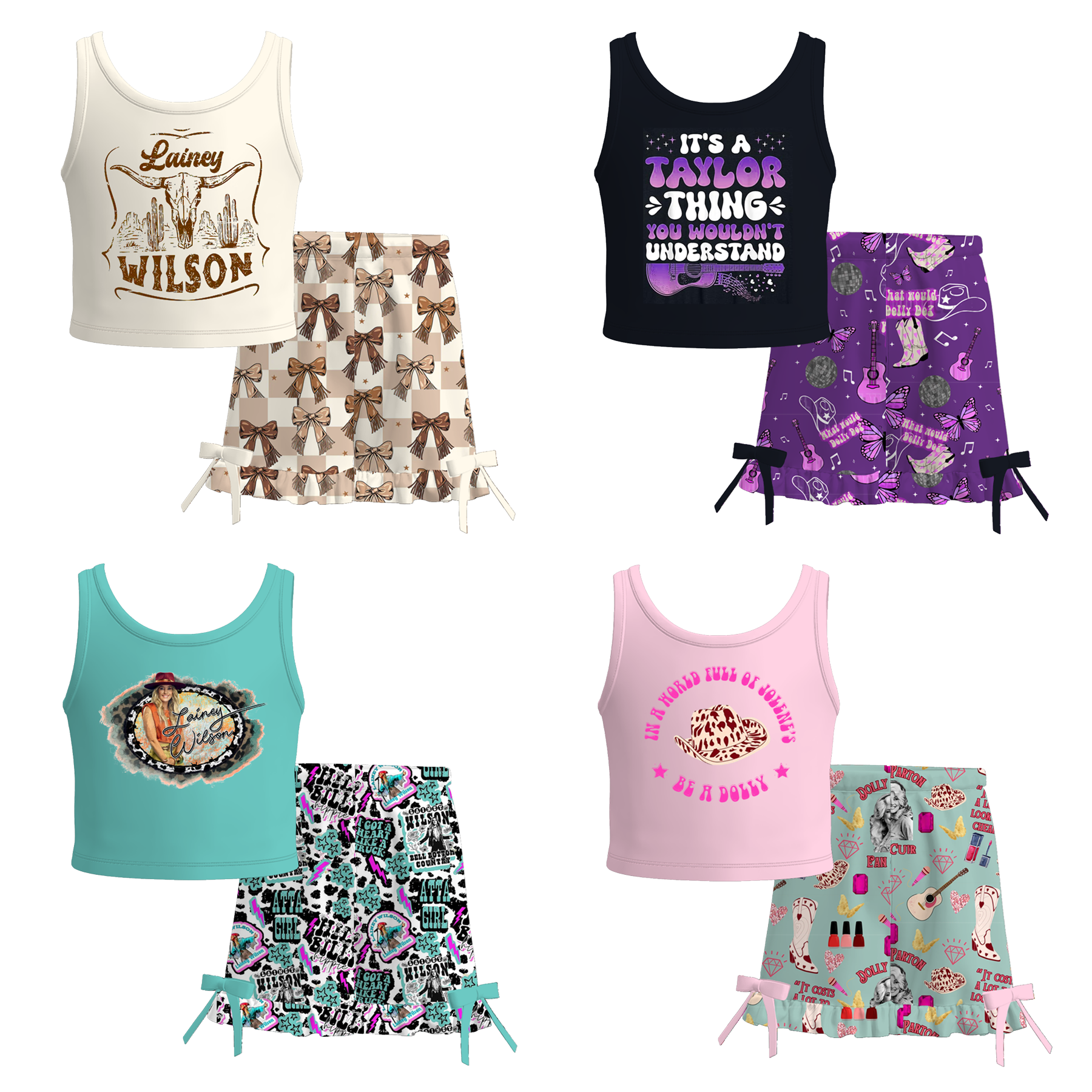 （Pre Order）Girls Spring and Summer Character Print Shorts Set