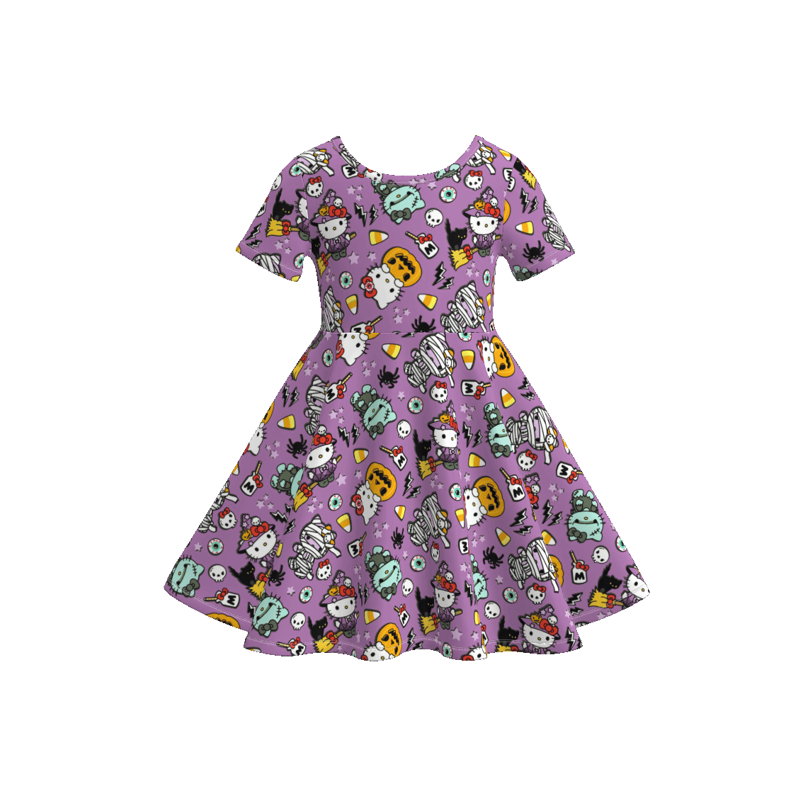 （Pre Order）Girls Halloween Cartoon Print Dress