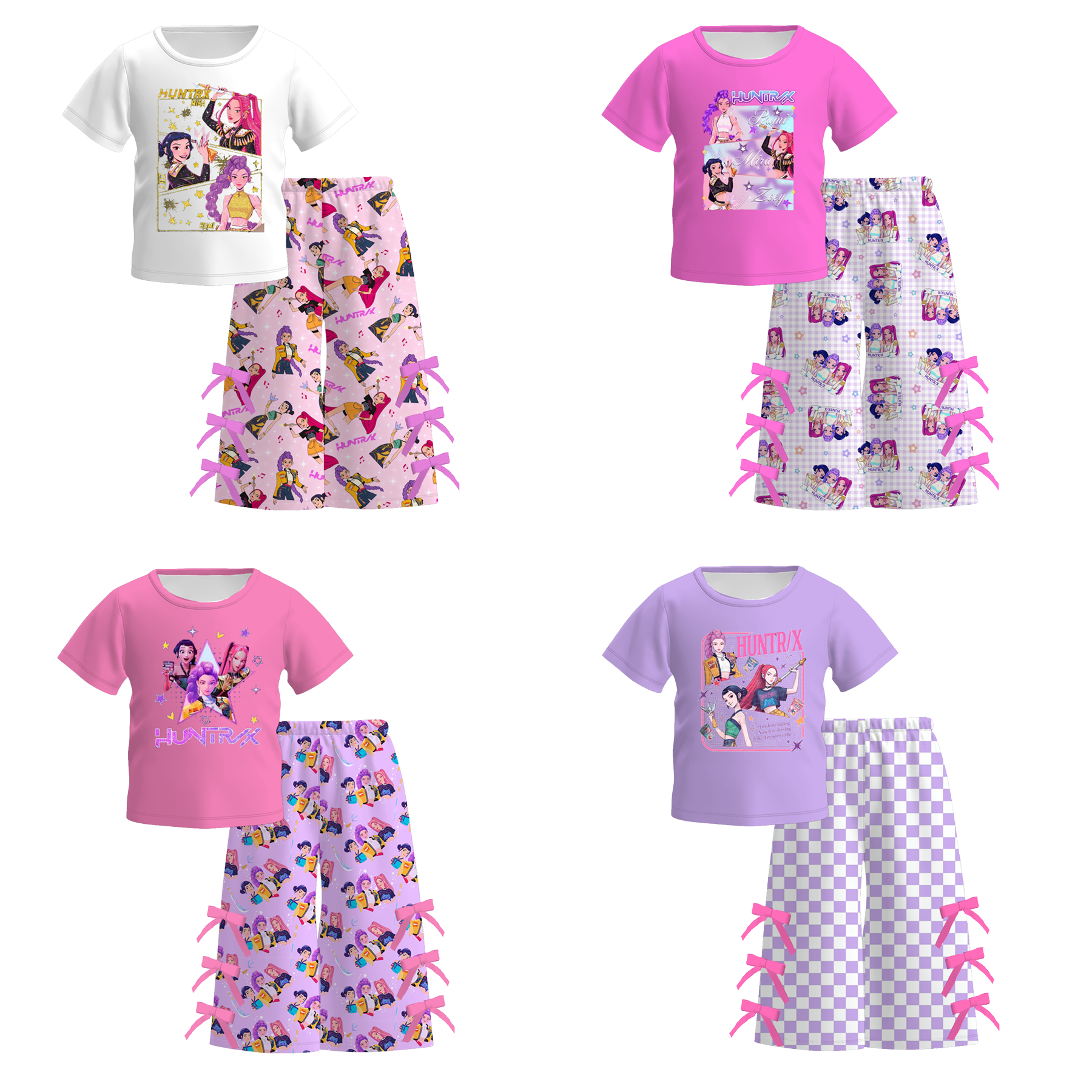 （Pre Order）Girls Spring&Summer Movie Character Print Cropped Pants Set