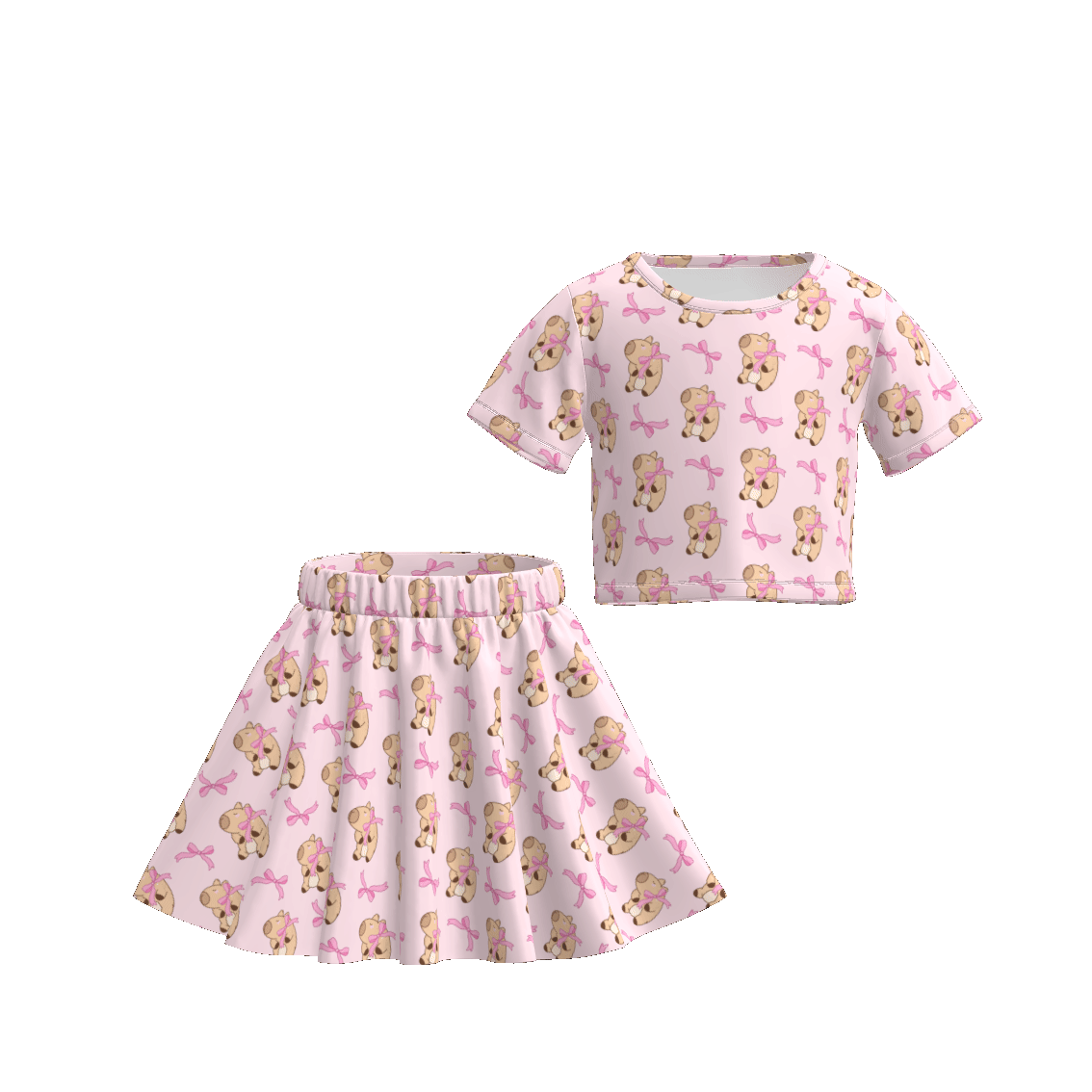 （Pre Order）Girls Spring and Summer Animal Print Skirt Set