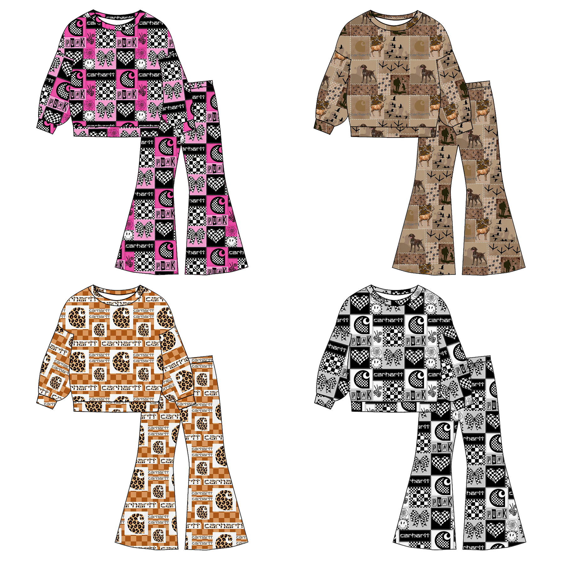 （Pre Order）Girls Spring&Summer Print Twill Sweatshirt Suit