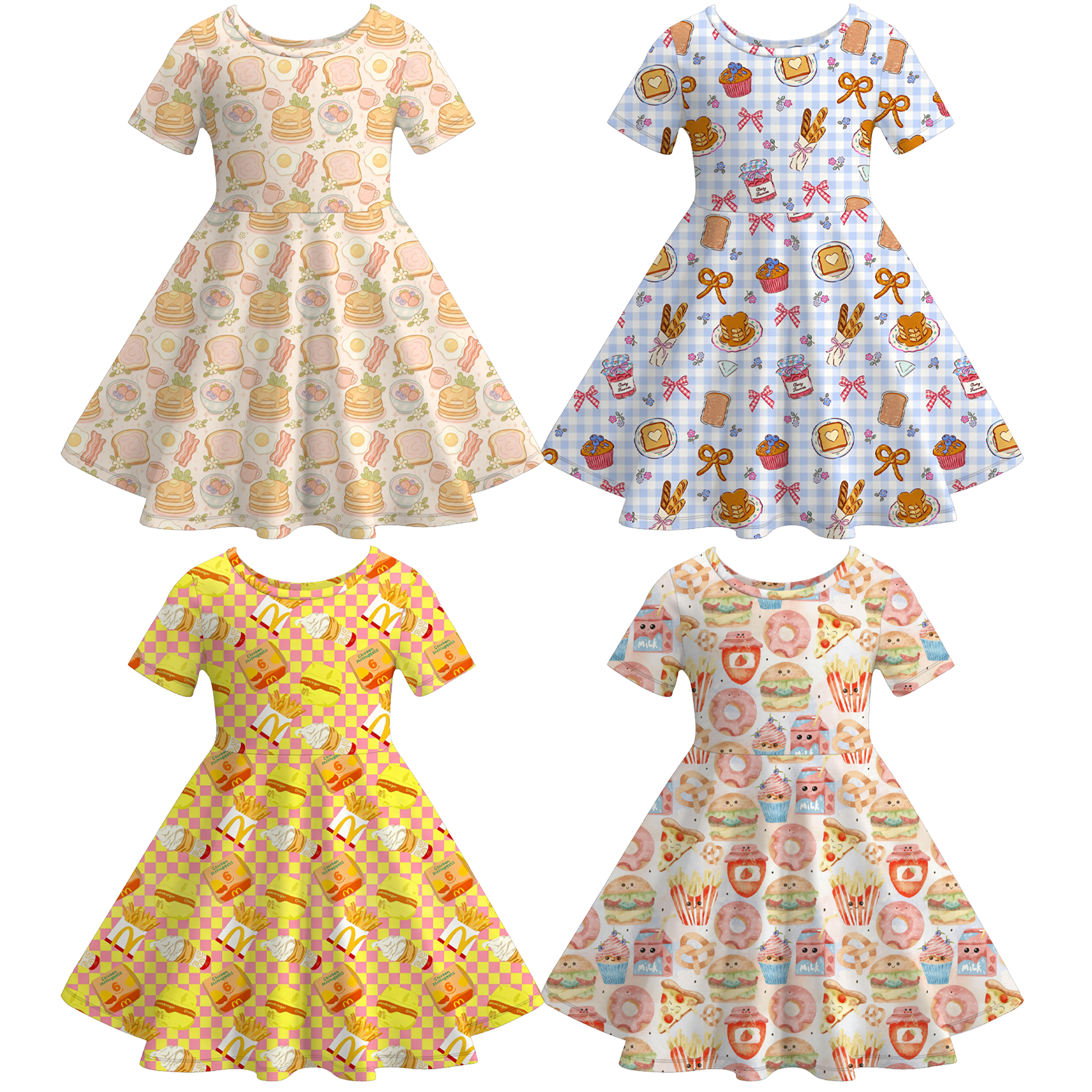（Pre Order）Girls Spring&Summer Burger Print Dress