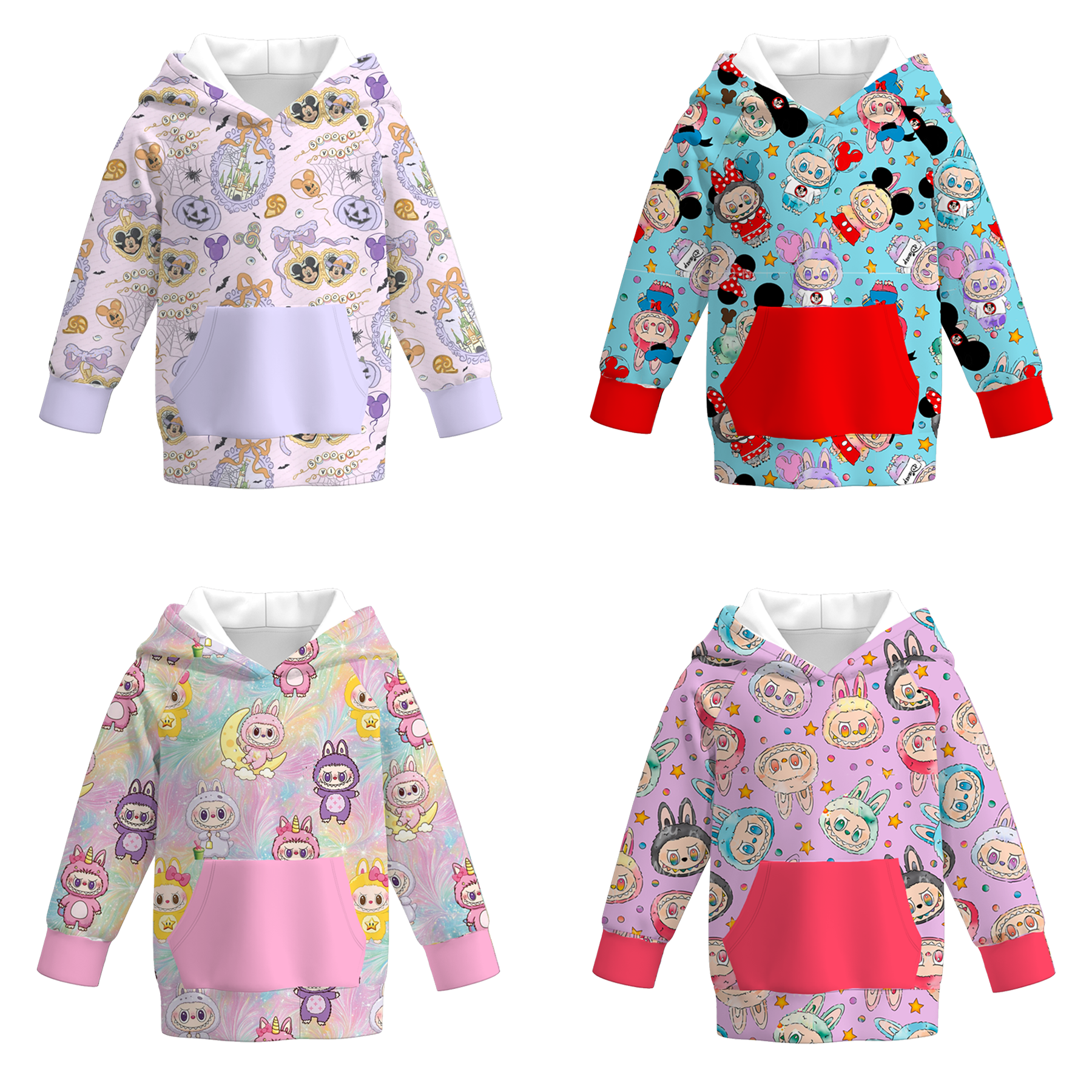 （Pre Order）Girls Halloween Cartoon Print Hoodie