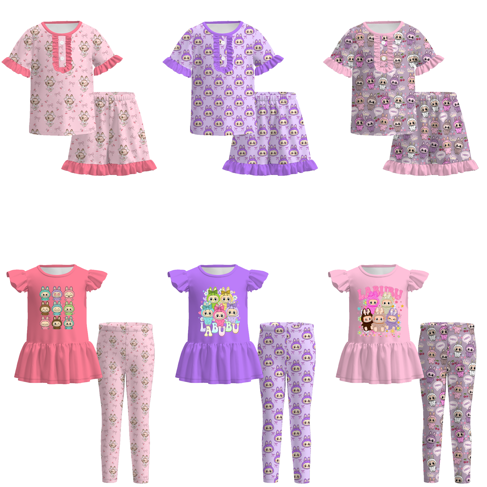 （Pre Order）Girls Summer Cartoon Print Outfit Set＆Pajamas