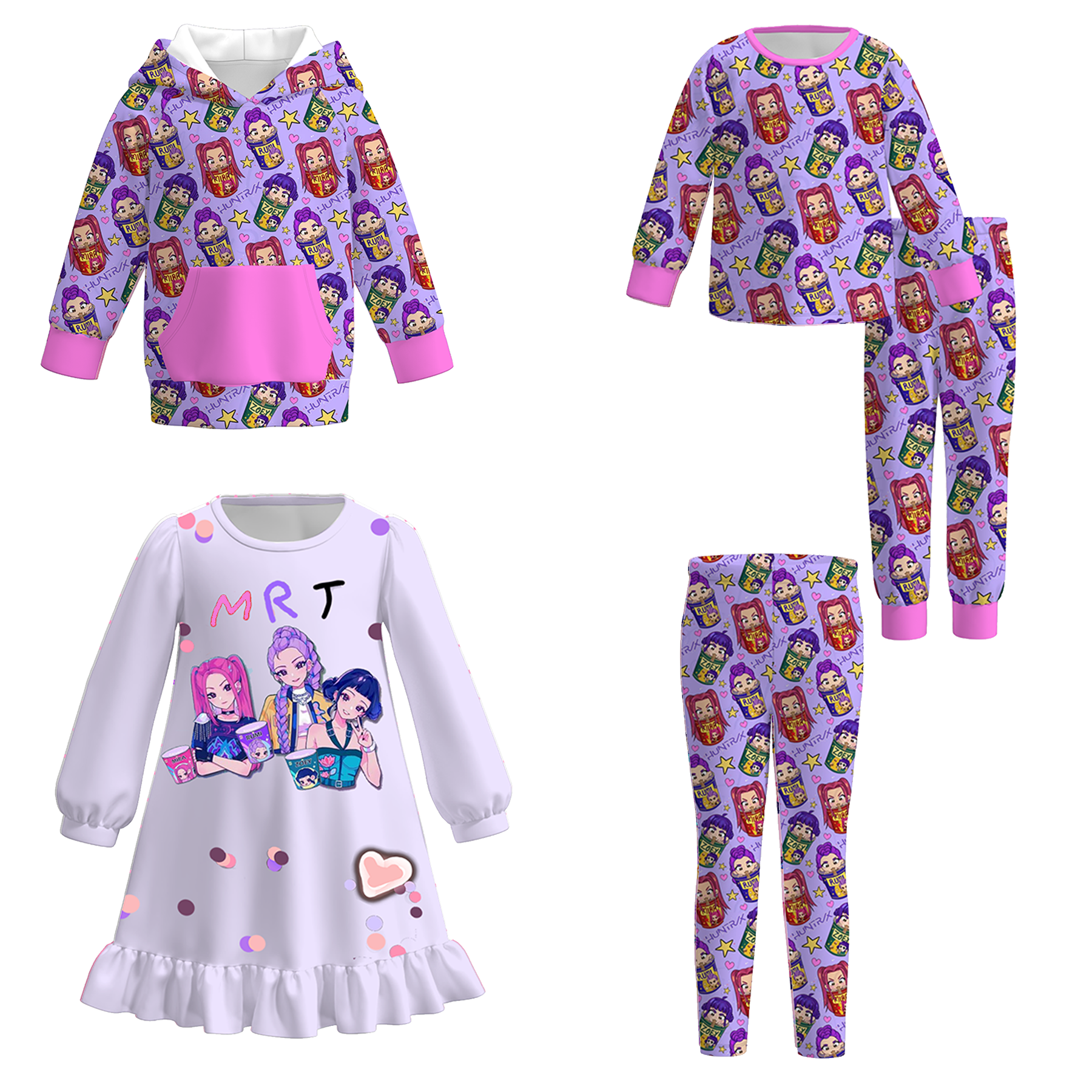 （Pre Order）Girls Movie Character Print Pajamas,Pants&Top