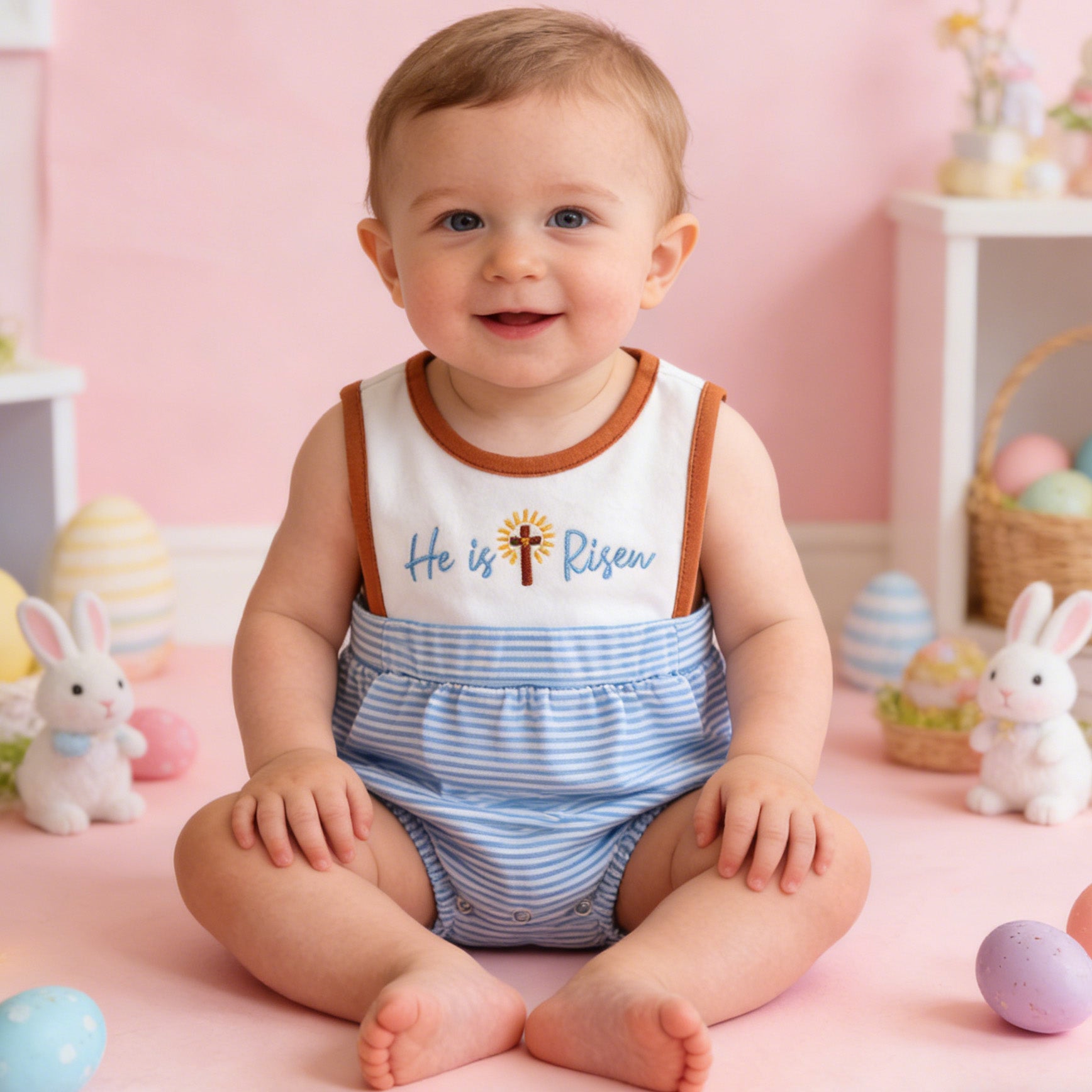 （In Stock）Siblings Easter Embroidery Dress,Set&Romper