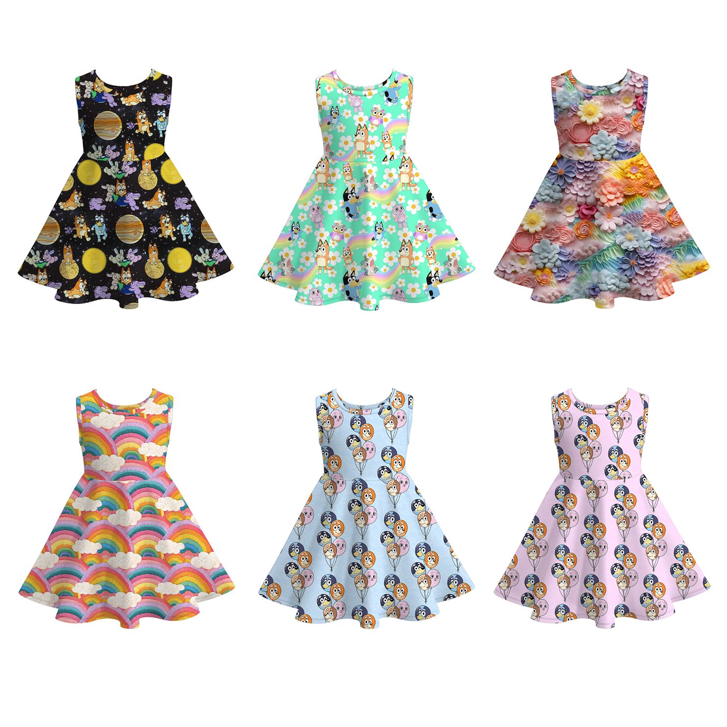 （Pre Order）Girls Spring and Summer Cartoon Print Dress