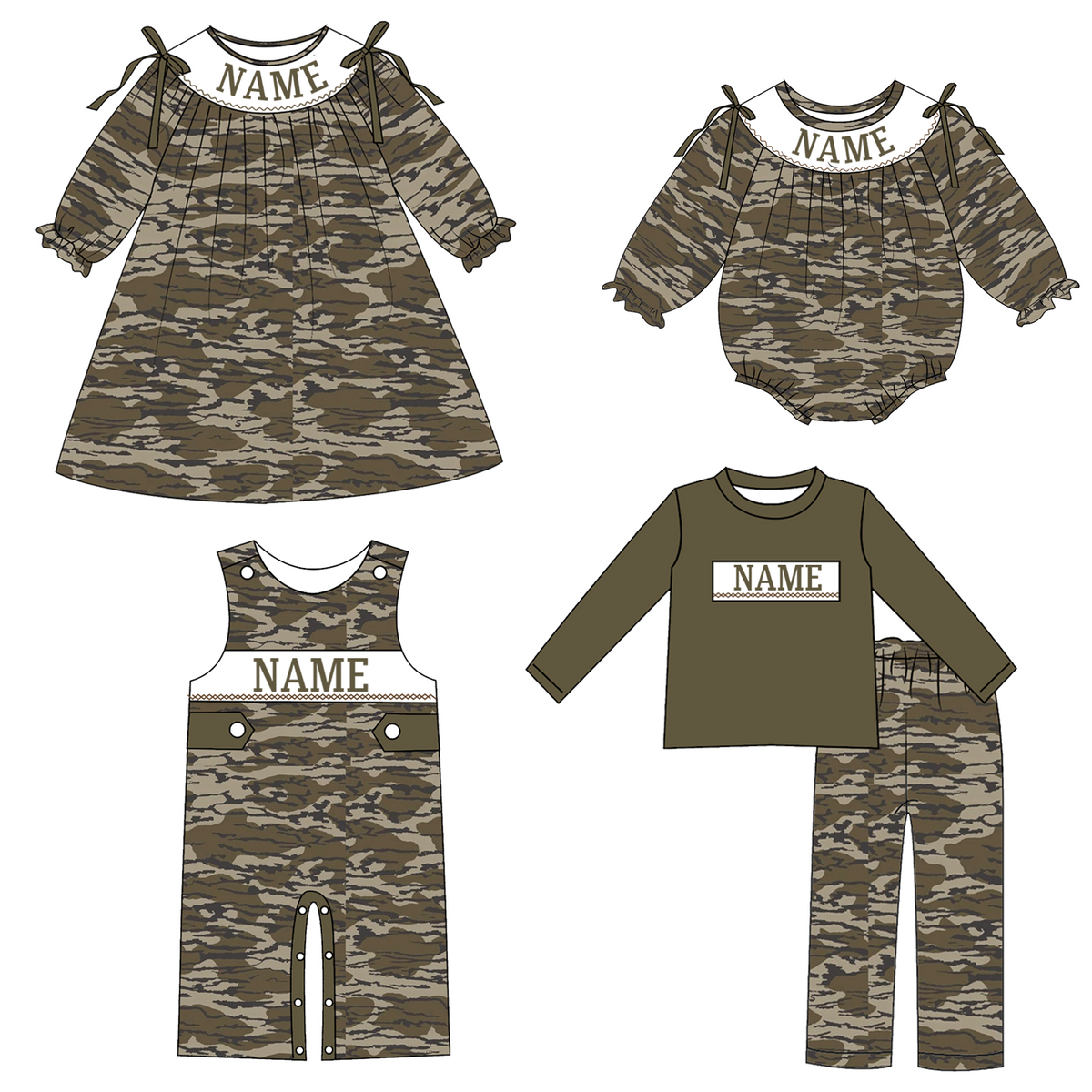 （Weekly Pre-Order）Siblings Camouflage Embroidery Smocked Dress,Set&Romper（Ends 10.18）