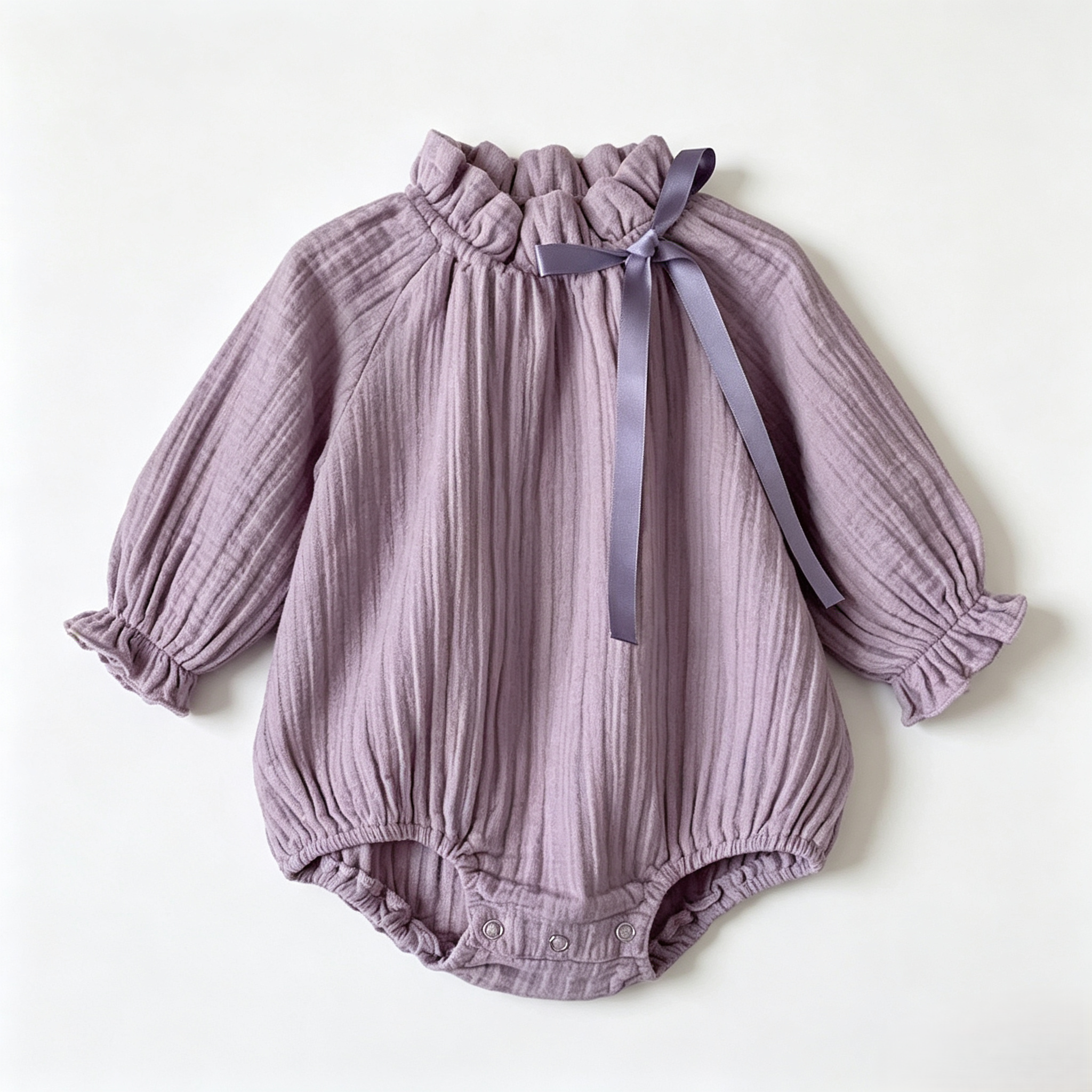 （Pre Order 2 Weeks）Toddler Girls Fall Solid Color Bow Romper