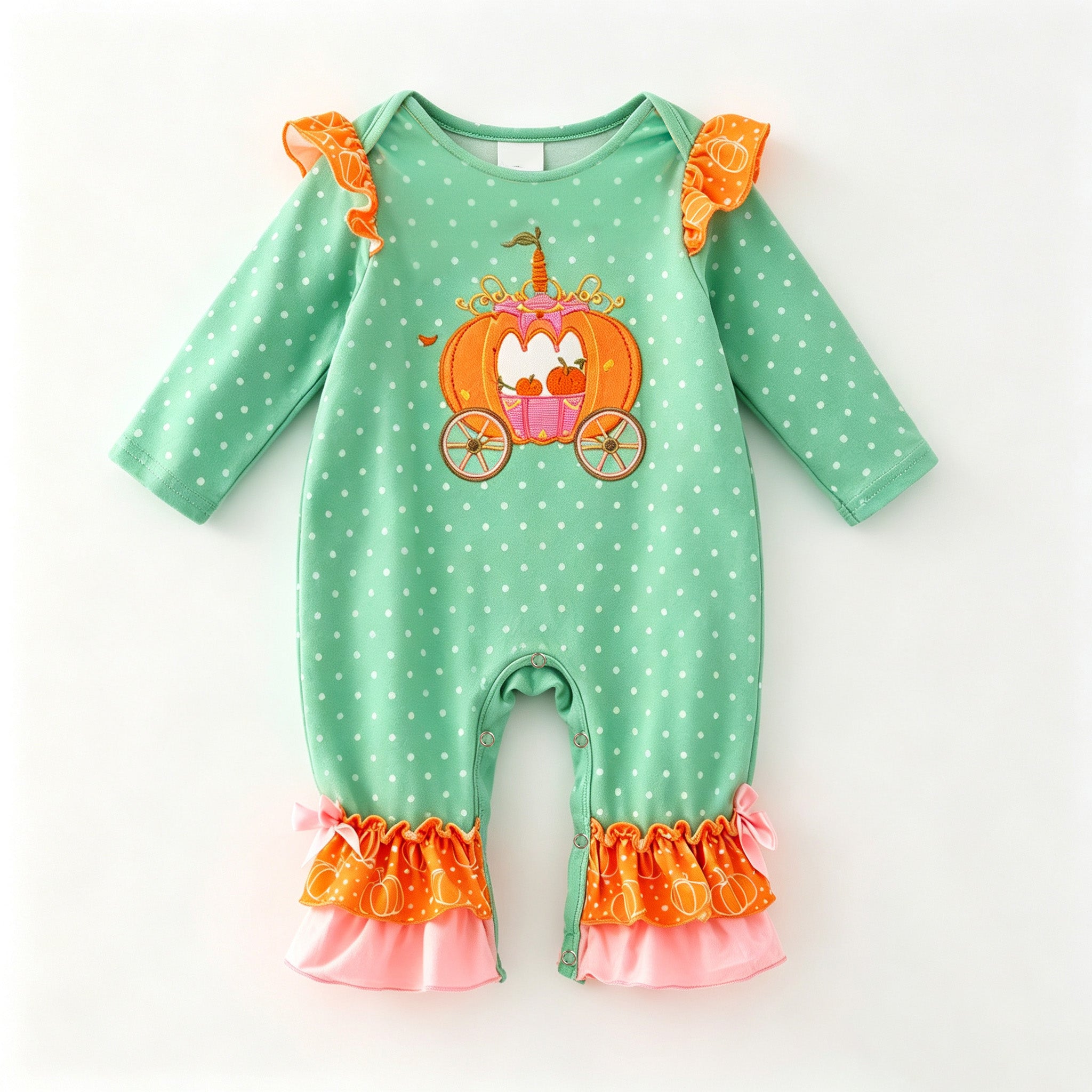 （In Stock）Toddler Girls Pumpkin Applique Romper