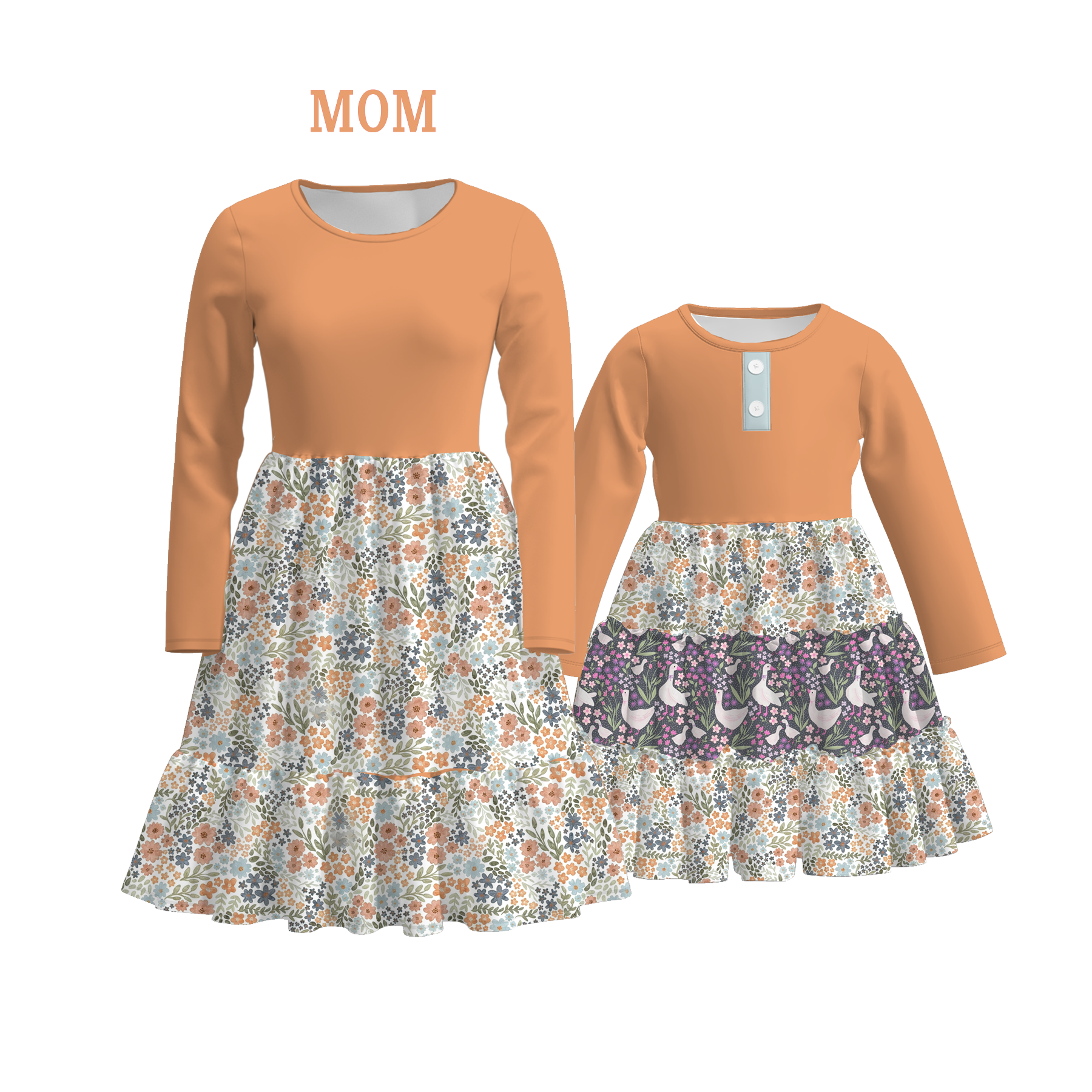 （Pre Order）Family Fall Floral Print Dress