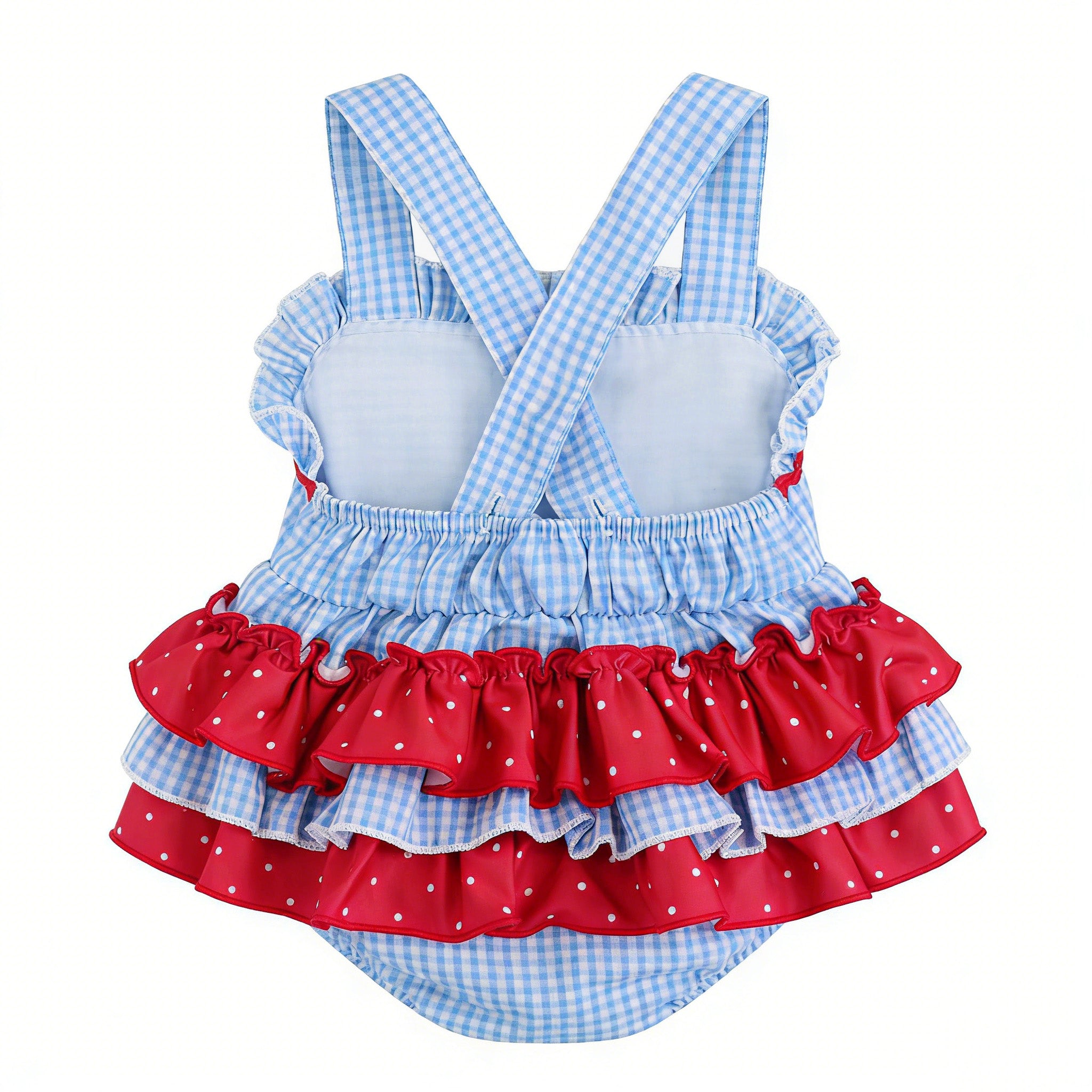 （In Stock）Toddler Girls Patriotic Embroidery Cotton Romper