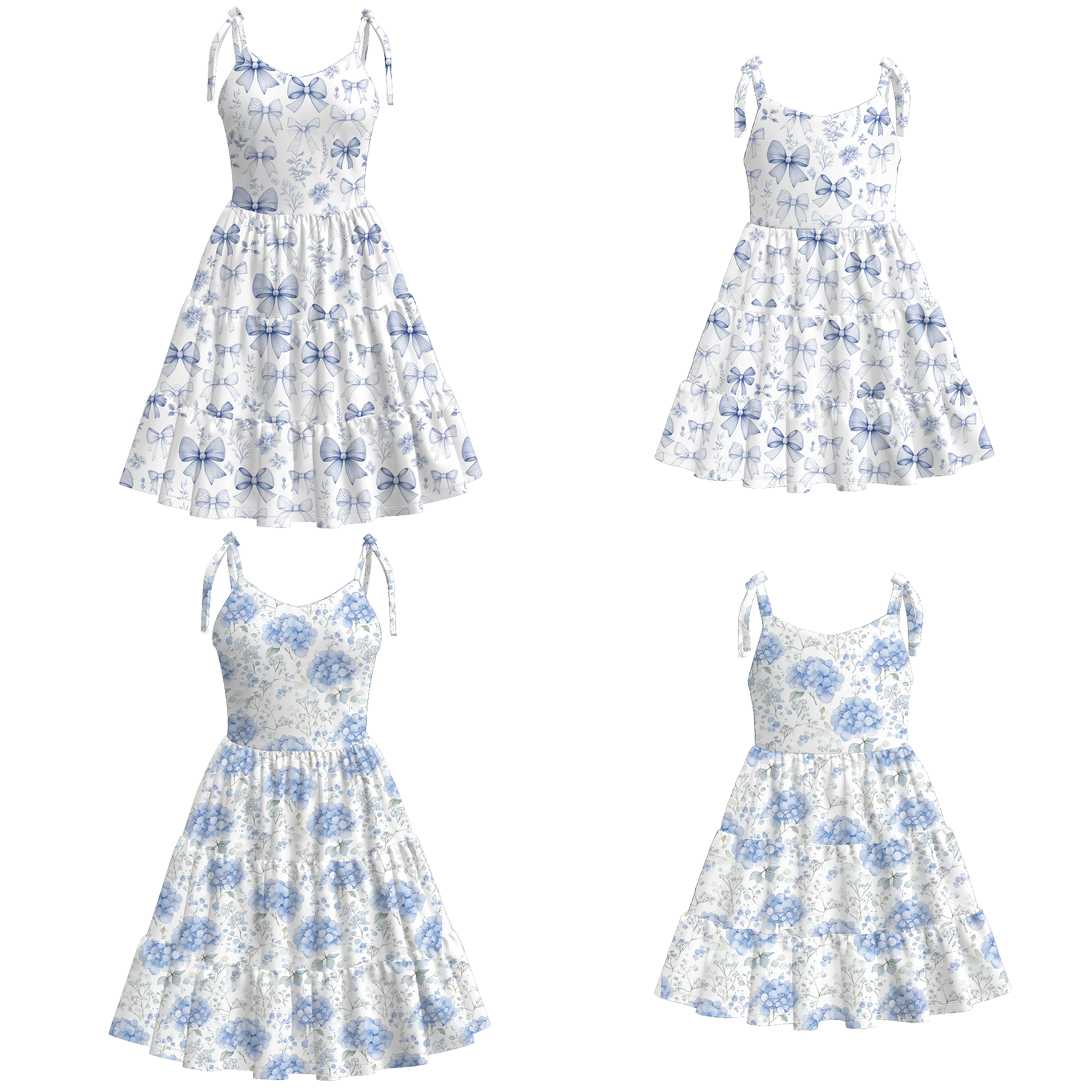 （Pre Order）Mommy and Me Spring＆Summer Bow Print Slip Dress