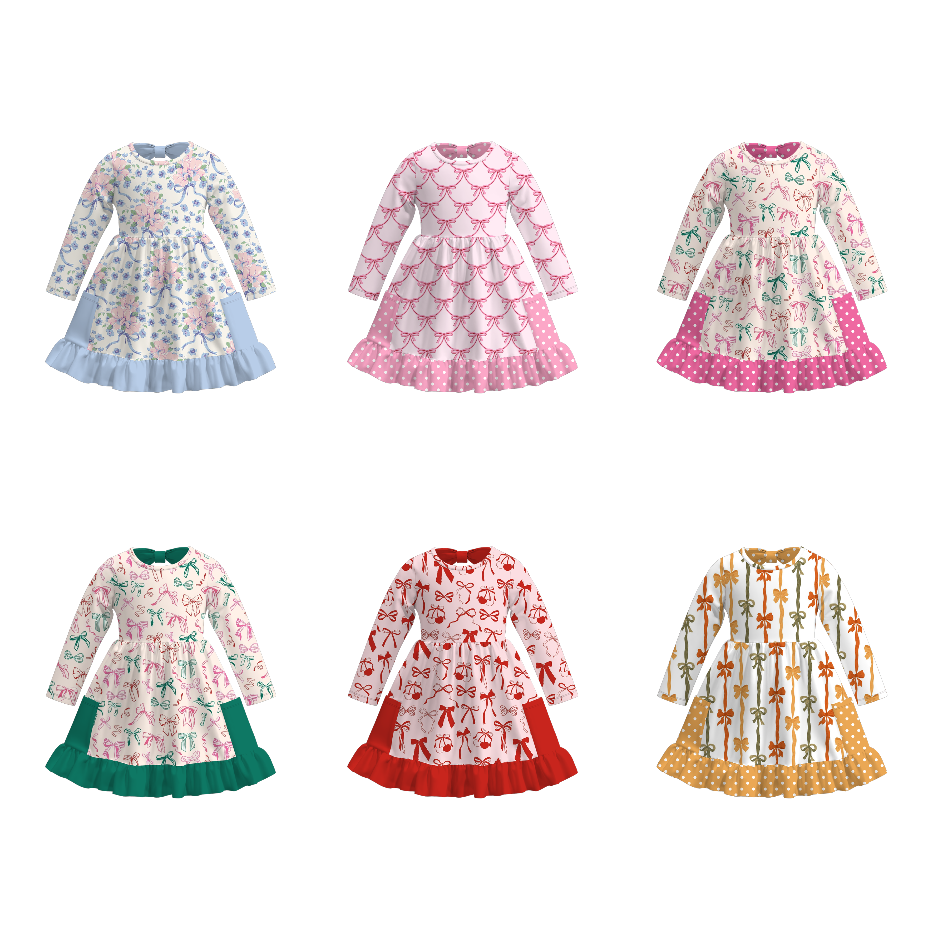 （Pre Order）Girls Fall＆Christmas Print Dress