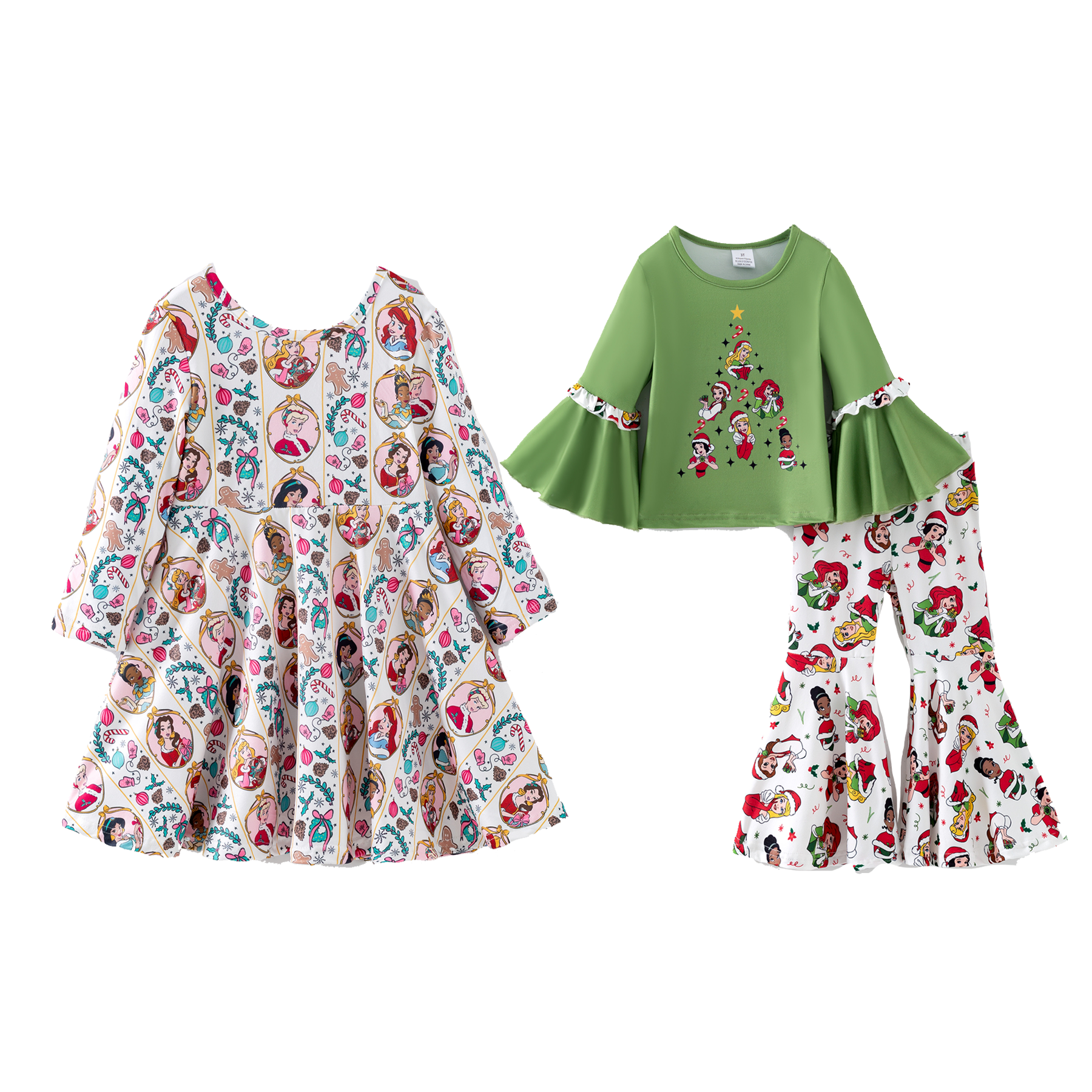 （Pre Order,Prepack Zone）Girls Christmas Princess Print Dress&Set（Mix Size）