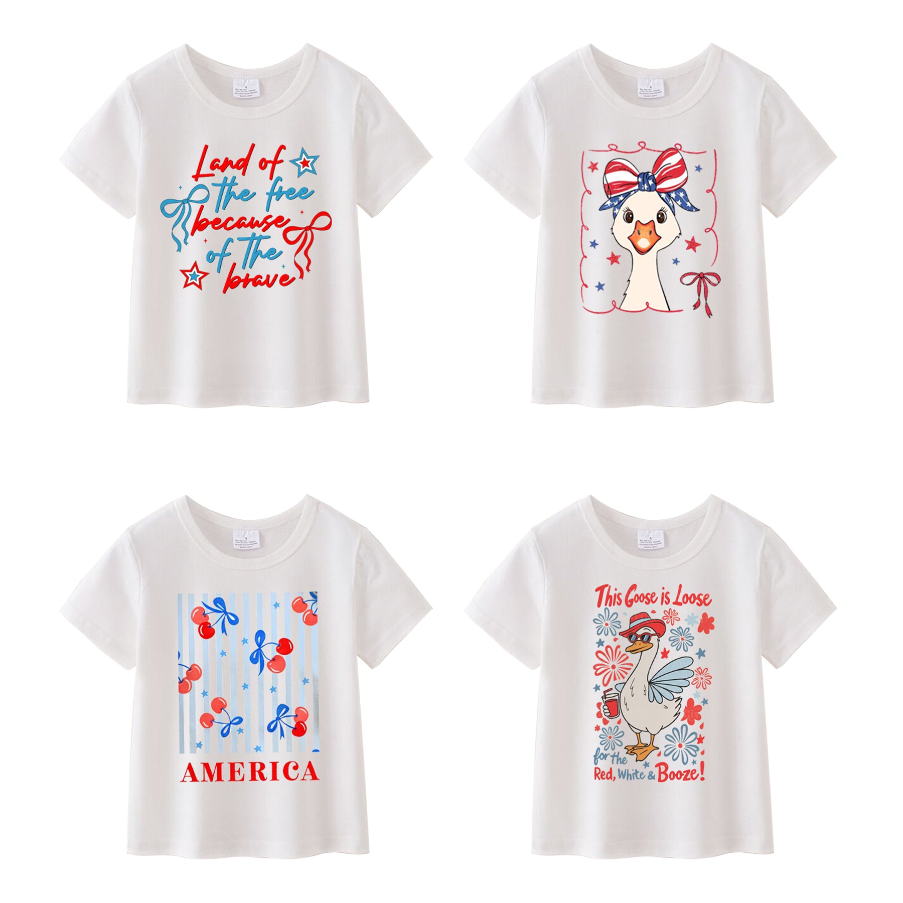 （Pre Order）Girls Patriotic Print Cotton Top