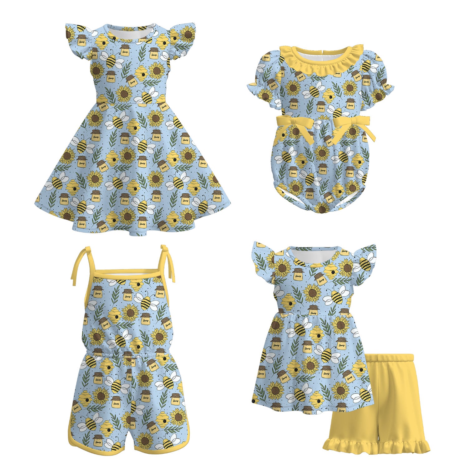 （Pre Order）Sisters Spring&Summer Bee Print Dress,Set,Jumpsuit&Romper