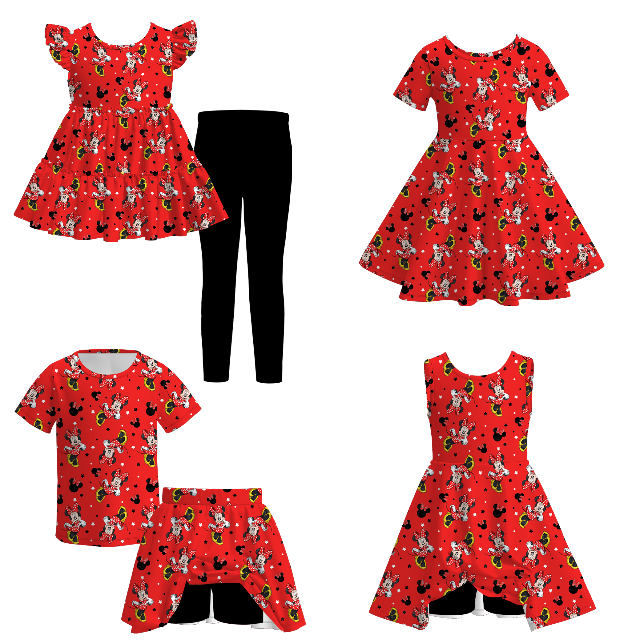 （Pre Order）Girls Christmas Cartoon Print Dress&Set