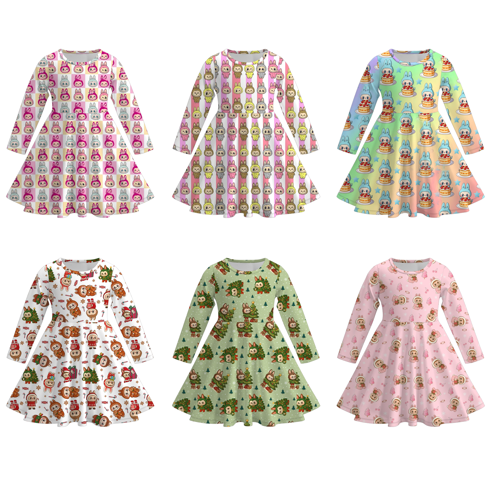（Pre Order）Girls Christmas LBB Print Long Sleeves Dress