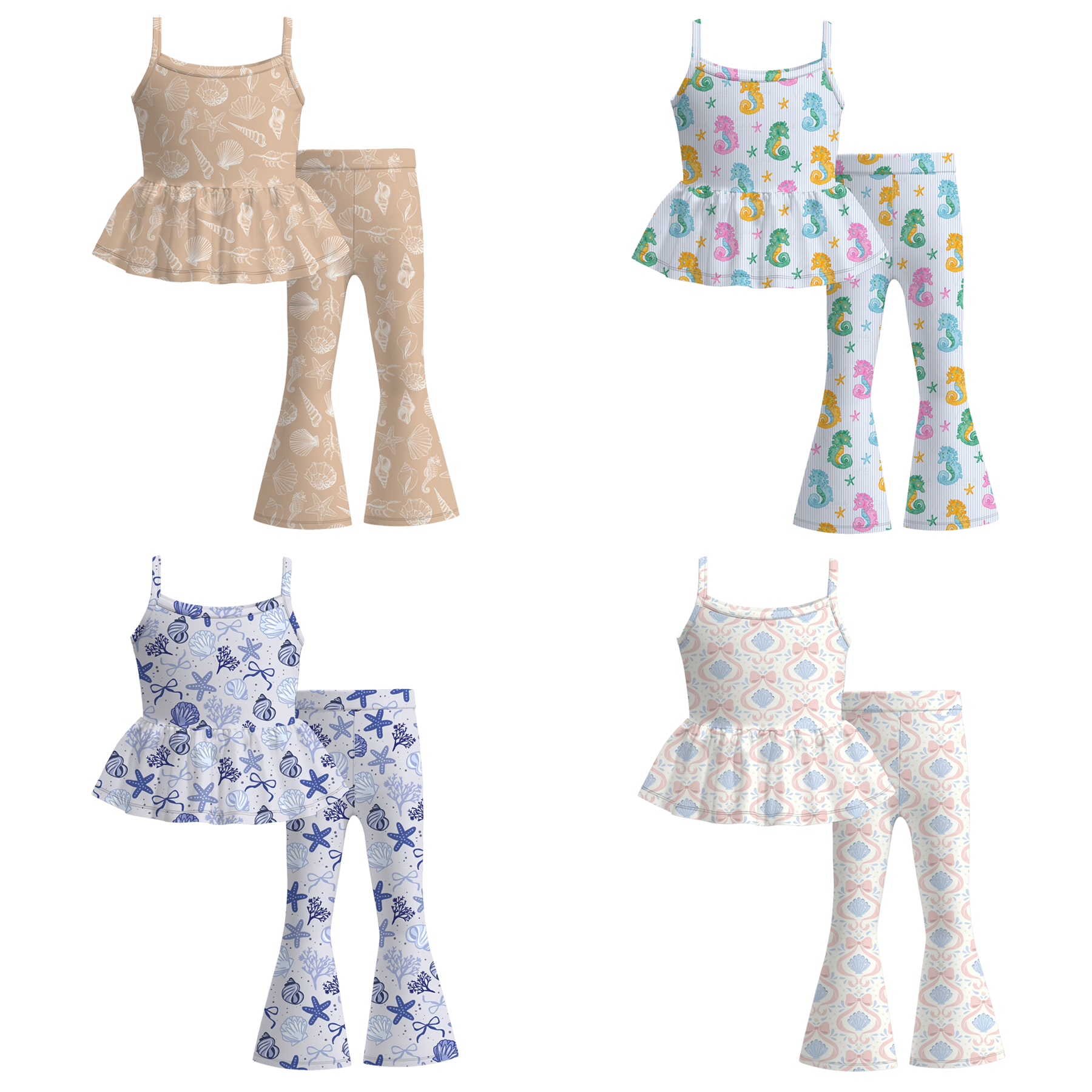 （Pre Order）Girls Spring&Summer Seashell Print Outfit Set