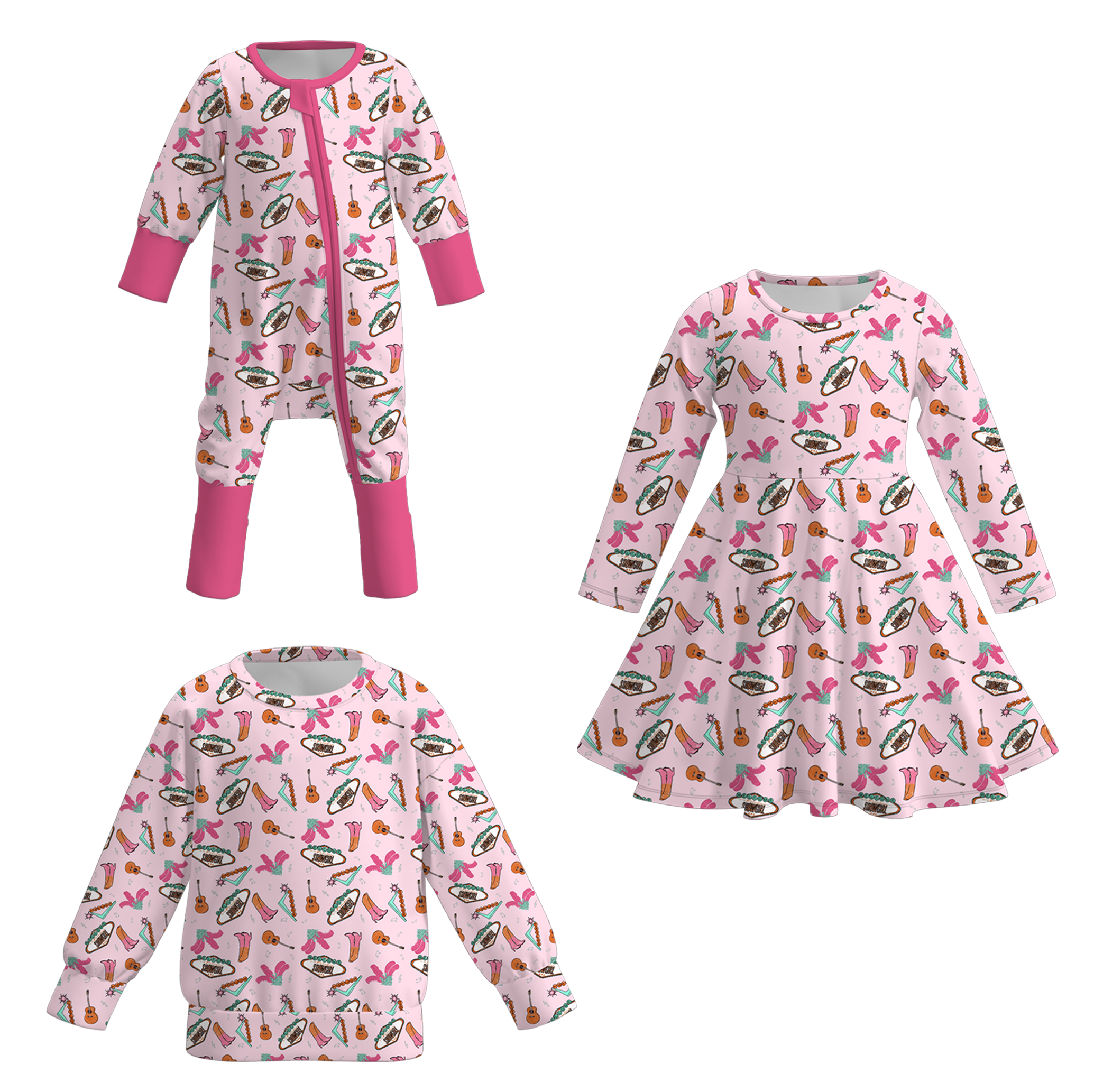 （Pre Order）Family Football Print Dress,Top＆Romper