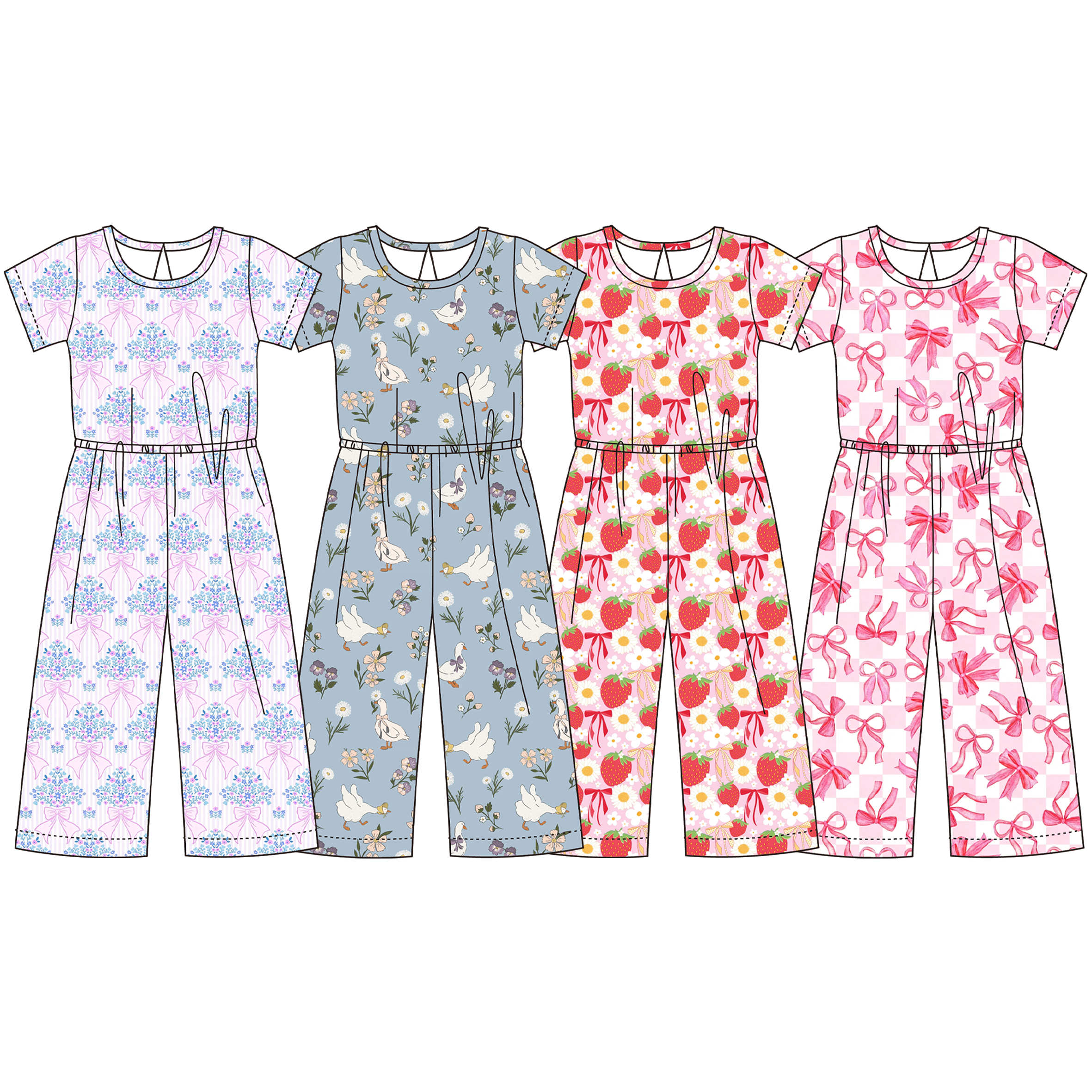 （Pre Order）Girls Spring&Summer Print Jumpsuit