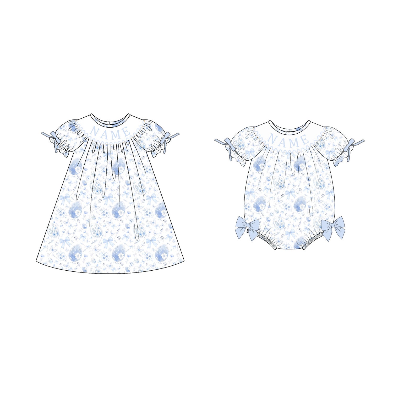 （Pre Order）Sisters Easter Floral Embroidery Smocked Dress&Romper