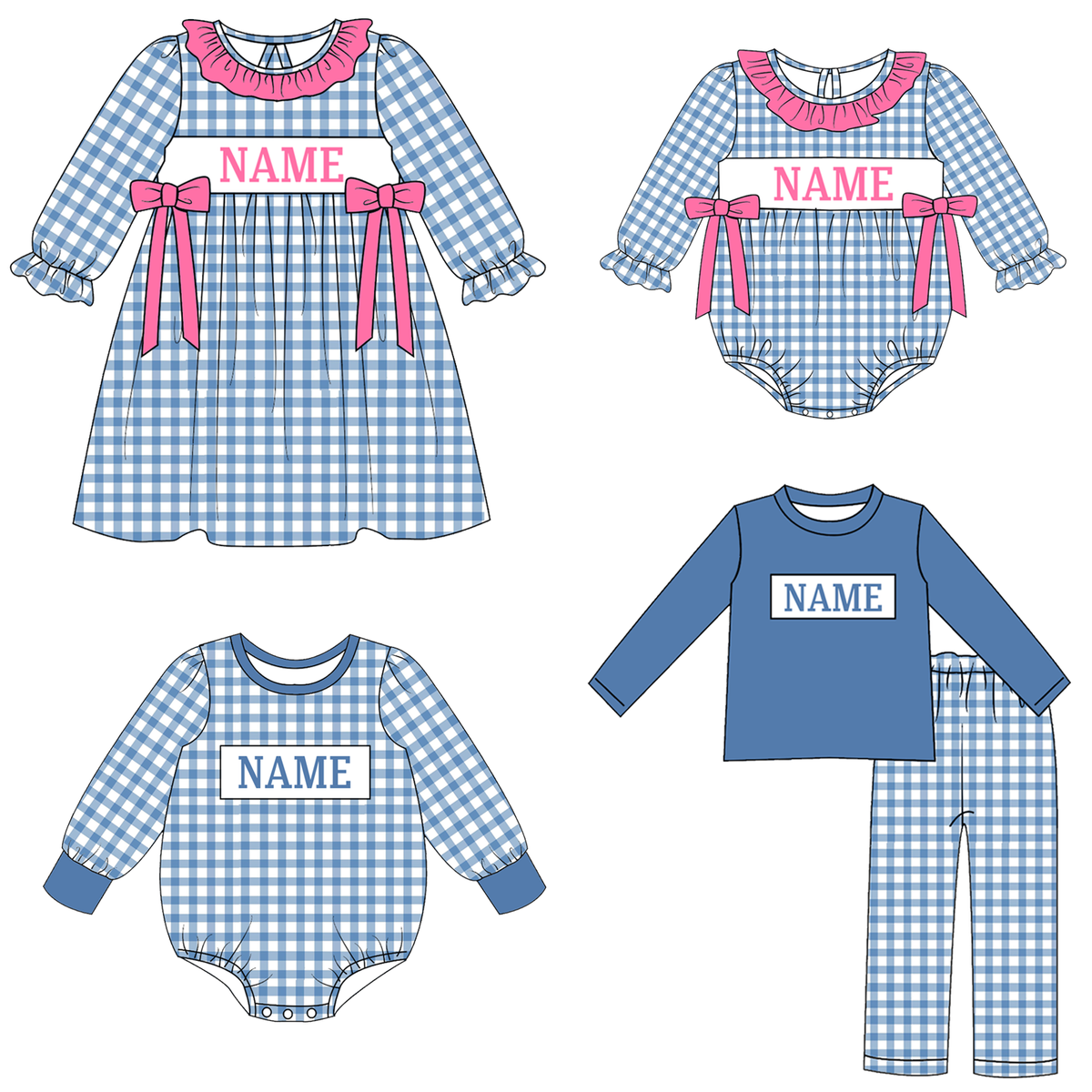 （Weekly Pre-Order）Siblings Spring&Summer Plaid Embroidery Smocked Dress,Set&Romper（Ends 11.1）
