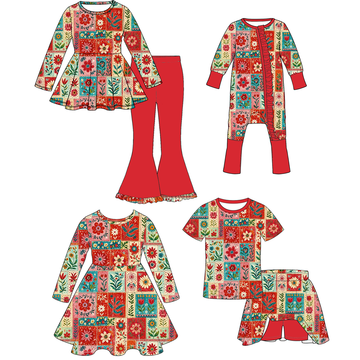 （Weekly Pre-Order）Sisters Fall Floral Print Dress,Set&Romper（Ends 9.20）