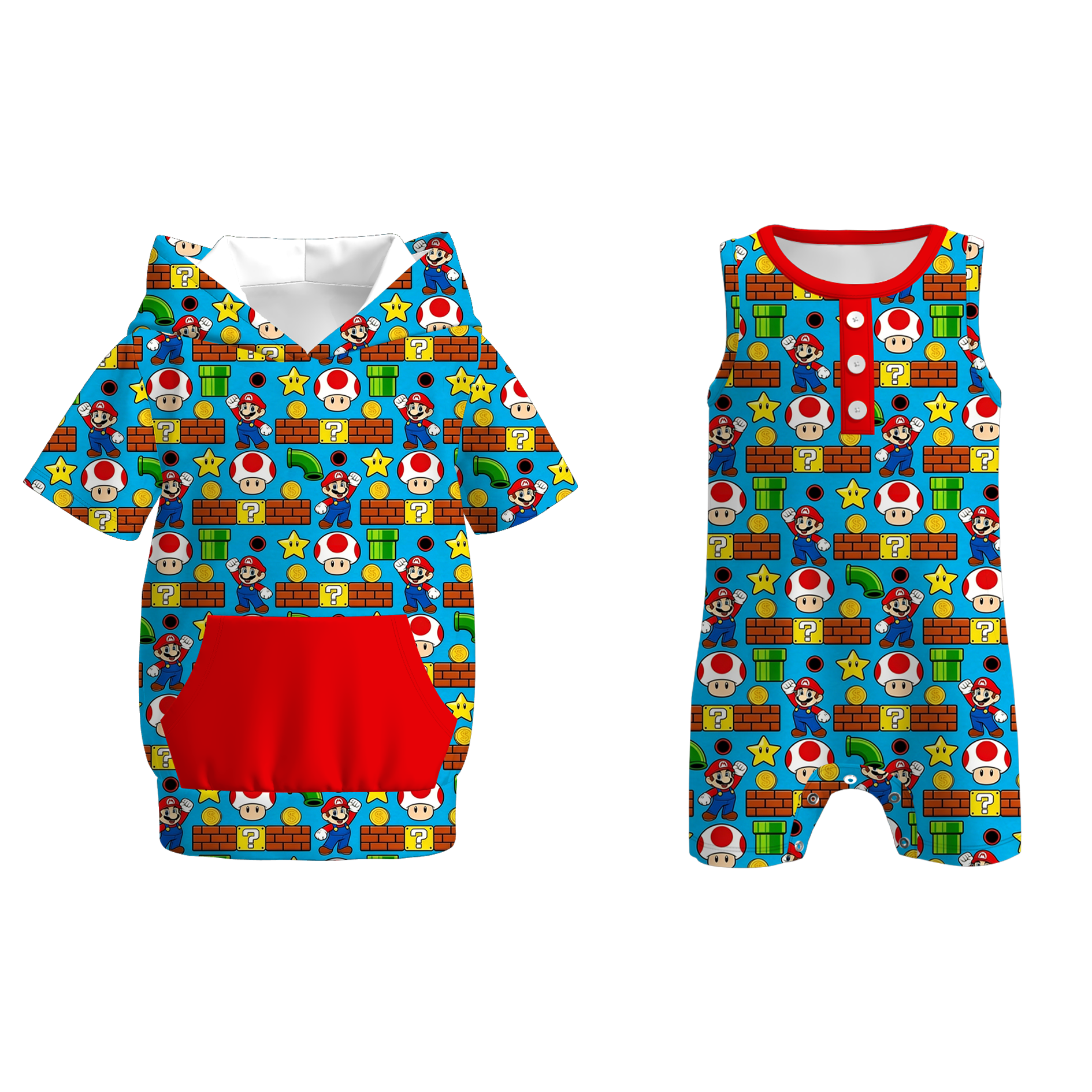 （Pre Order）Brothers Spring and Summer Cartoon Print Hoodie＆Romper
