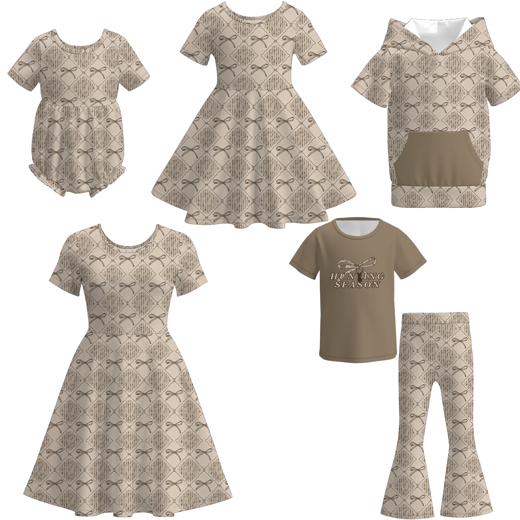 （Pre Order）Family Hunting Season Print Dress,Set,Top&Romper